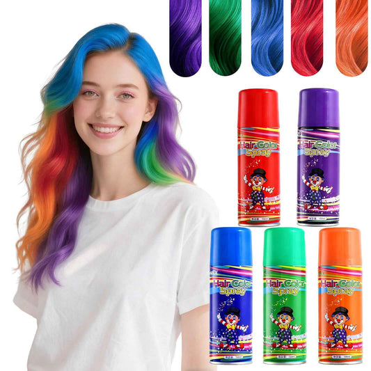 5PC Temporary Hair Color Spray Set, Purple Red Blue Green Orange Hair Spray for Women Kids Men, 1-Day Washable Hairspary for Halloween, Cosplay, Crazy Hair Day, Festivals & Parties