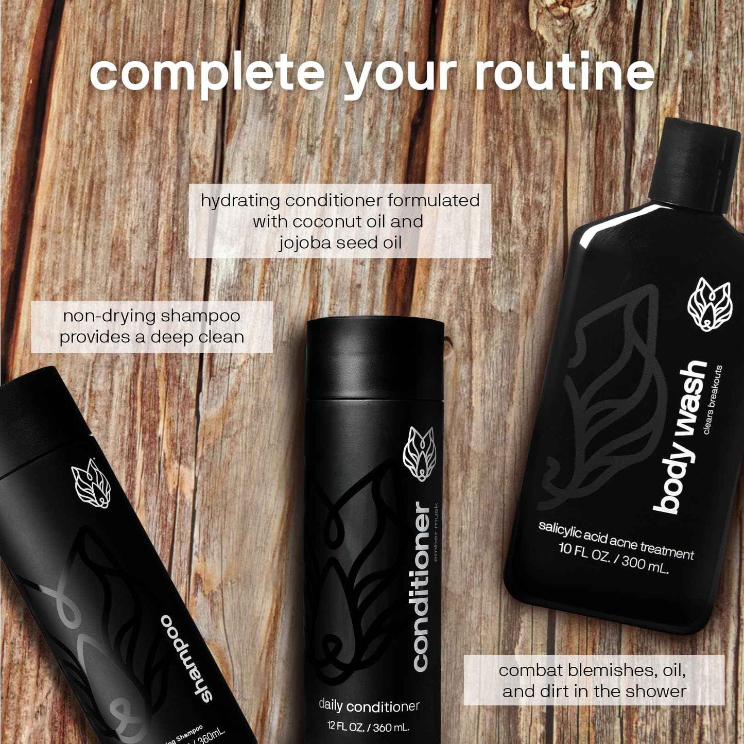 Black Wolf 2-Pack Moisturizing Body Wash Bundle - Mens Hydrating Bodywash for Dry, Dehydrated, & Sensitive Skin - Hyaluronic Acid, Aloe Vera, & Jojoba Oil Body Cleanser Help Remove Oil & Dirt