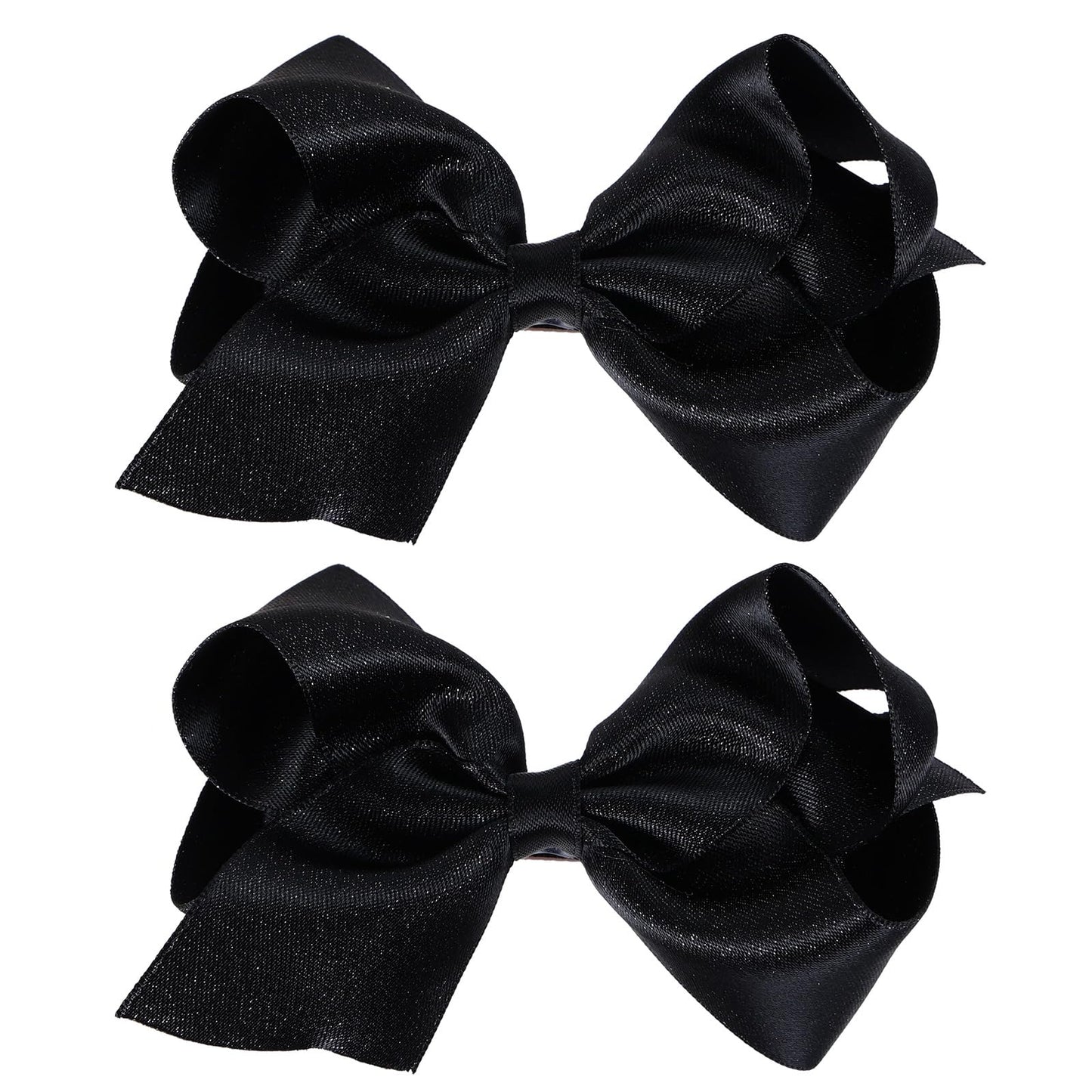 Black Hair Ribbon Hair Bows 4inch Big Hand-made Shiny Glitter Silky Satin Hair Clips Slides Ponytail Holder outfit Dress Decor Accessories for Toddlers Teens Girls Kids Women