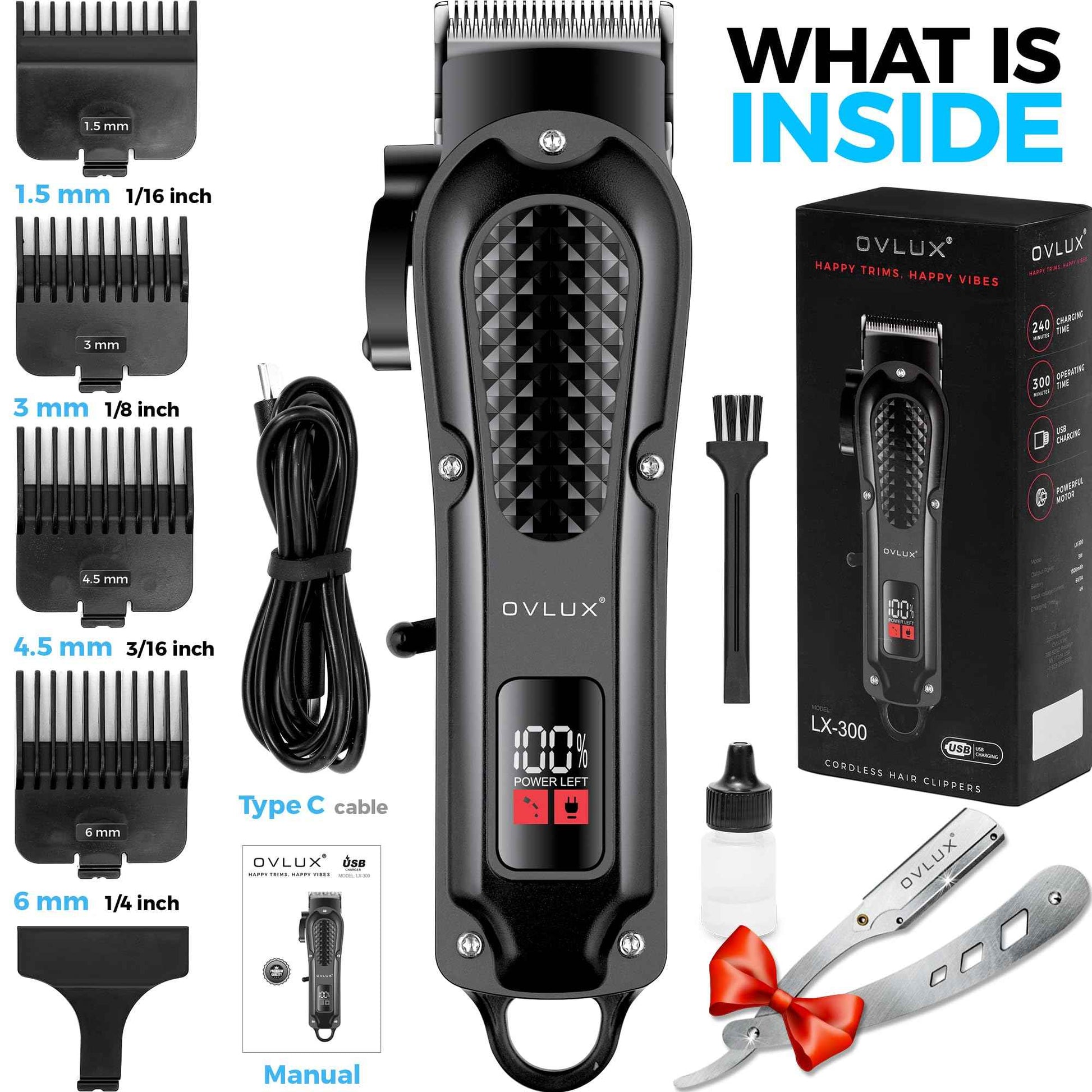 Cordless Hair Clippers for Men: Professional Barber Clippers for Precision Grooming, Rechargeable and Powerful - Máquina para Cortar Pelo de Hombre