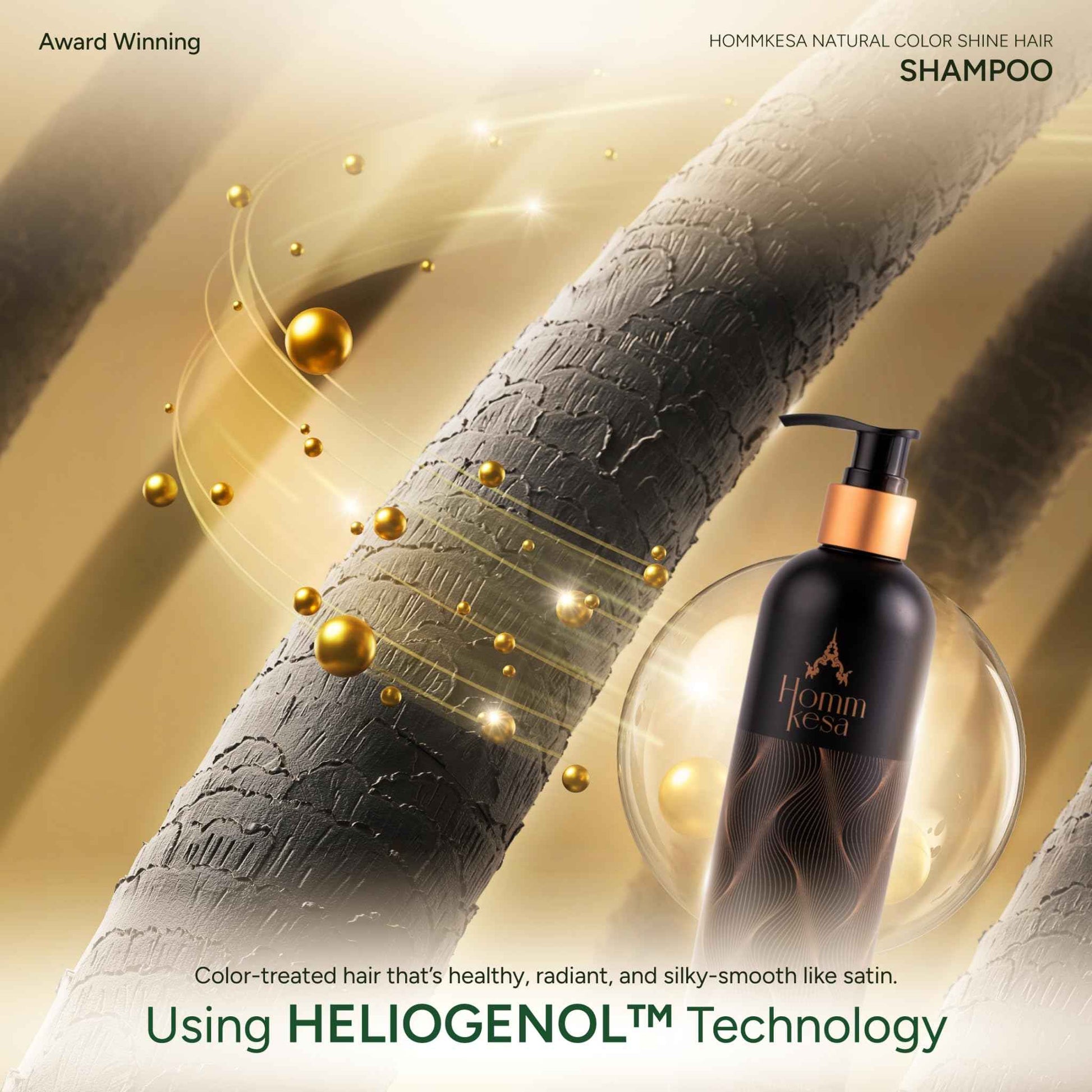 Hommkesa Natural Color Shine Hair Shampoo, Vegan Formula with Multi-Peptide Proteins, Organic Triple Oil Complex