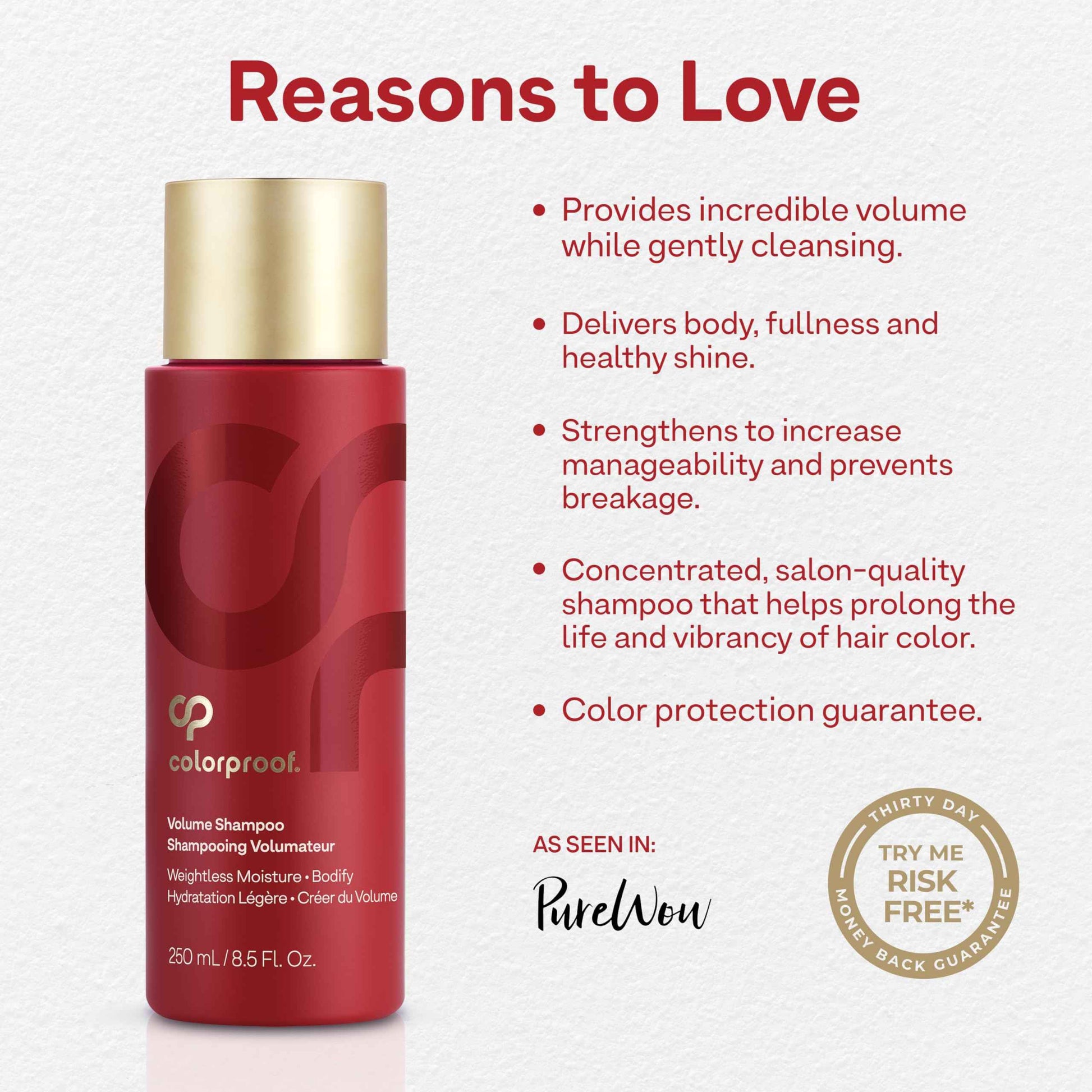 Colorproof Volume Shampoo for Women 8.5 Fl. Oz. Volume Shampoo, White Nectarine Scent, Sulfate Free Shampoo