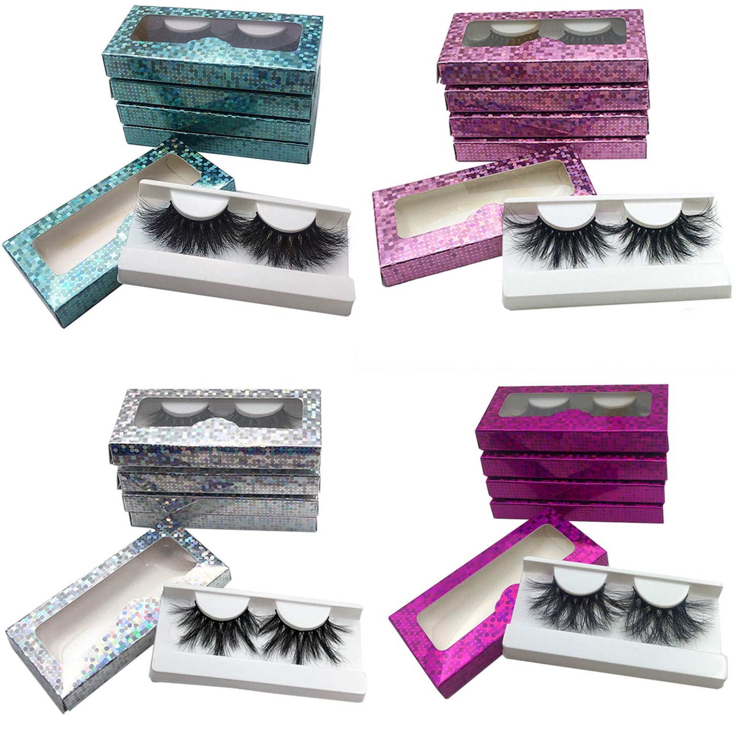 Mikiwi 20 Pack 25mm False Eyelashes, Real Mink, Handmade Full Strip, Cruelty Free, Dramatic 3D Lashes, Black, 20 Pairs