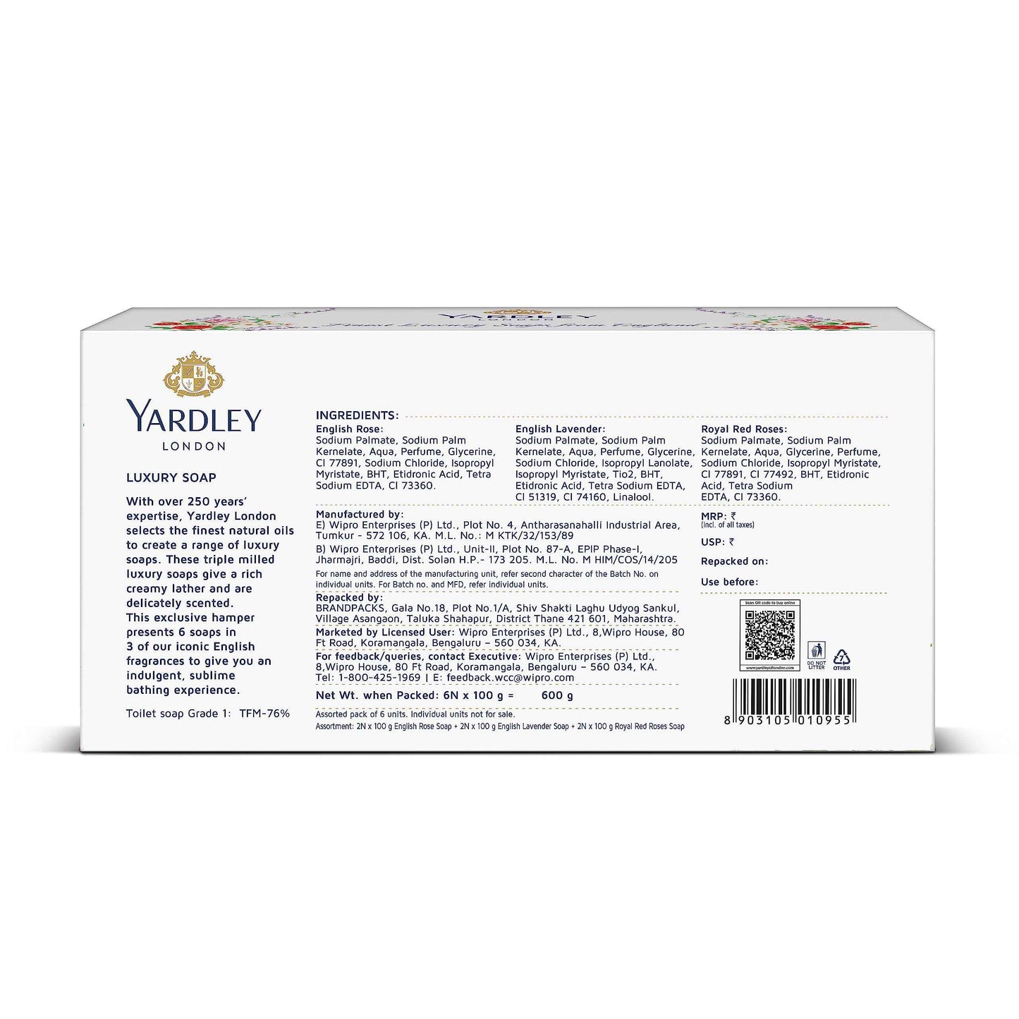 Yardley London Luxury Soap, 100g (Pack of 6)
