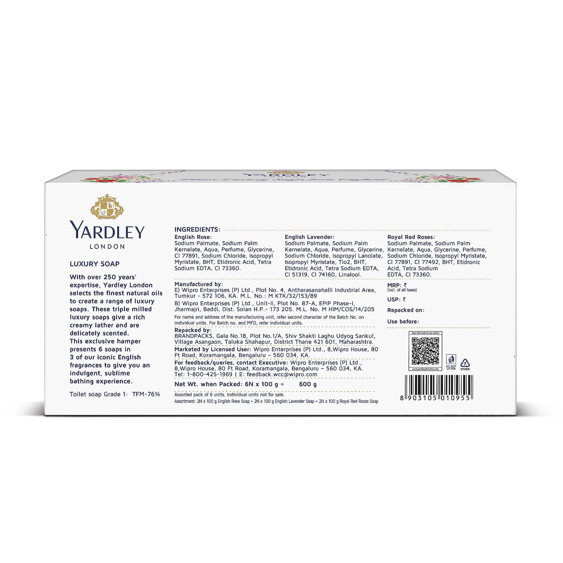 Yardley London Luxury Soap, 100g (Pack of 6)