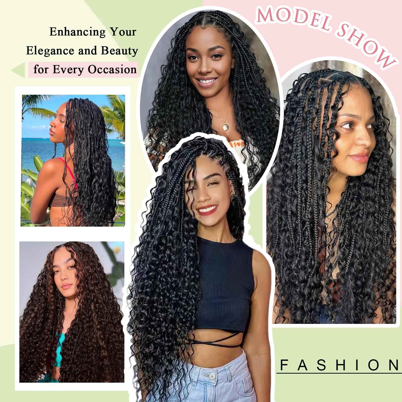 Boho Braids Human Hair for Braiding 110g 20 Inch 12A Deep Water Wave Bulk Human Braiding Hair for Boho Braids Knotless Wet and Wavy Virgin Extensions Bohemian No Weft Curly 3 Bundles Natural Black