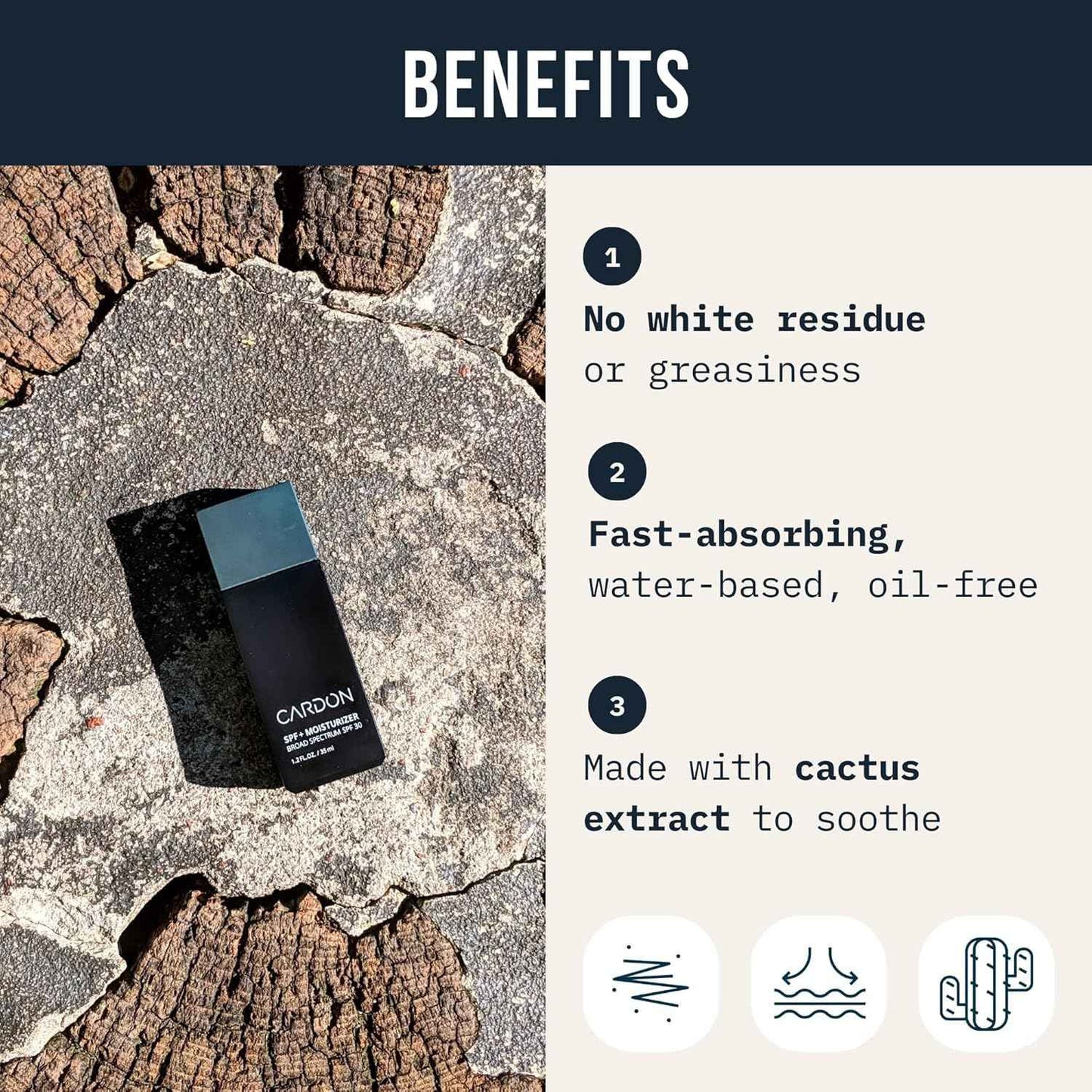 Cardon Men's SPF 30 Korean Sunscreen for Face, Facial Moisturizer With Sunblock, Anti-Aging Face Sunscreen, SPF Facial Moisturizer, Men's Skin Care Lotion with Cactus Extract (1 Bottle - 35ml)