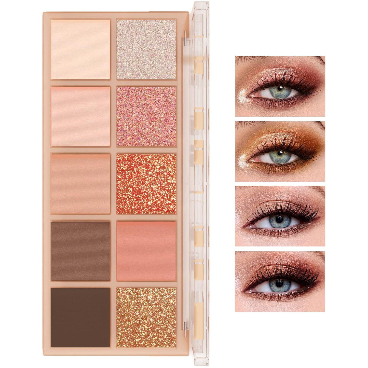 10 Colors Makeup Naked Eyeshadow Palette,Nude Matte Shimmer Eyeshadow Palette,Natural Glitter Pigment Eye Shadow Pallete Set Long Lasting & Waterproof Smokey Eye Professional Beauty Makeup Kit #1