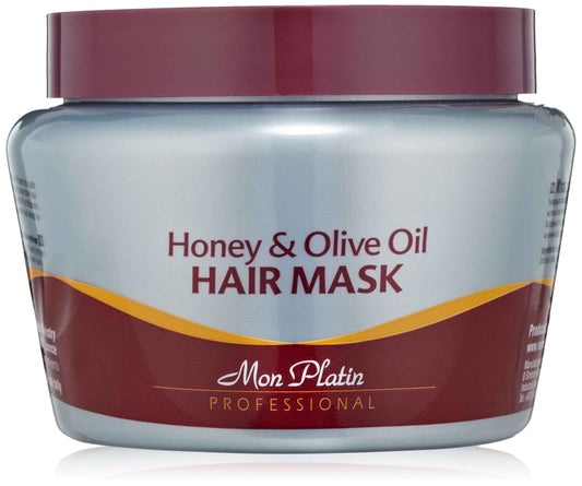 Mon Platin Honey & Olive Oil Hair Mask 500 g – Deep Conditioner with Dead Sea Minerals, Royal Jelly & Propolis – For Dry, Damaged, Colored, Permed or Split-End Hair – Hydrates Adds Shine
