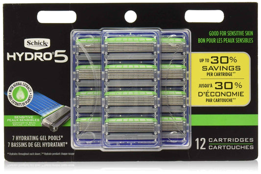 Schick Hydro 5 Mens Sensitive Razor Blade Refills 12 Count - Unboxed