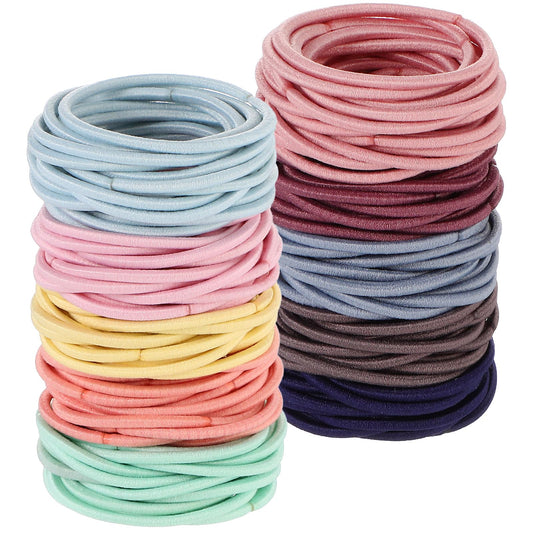 TecUnite 200 Pieces No-metal Hair Elastics Bulk Rubber Bands Hair Ties Ponytail Holders Hair Bands for Women(Mixed Color)