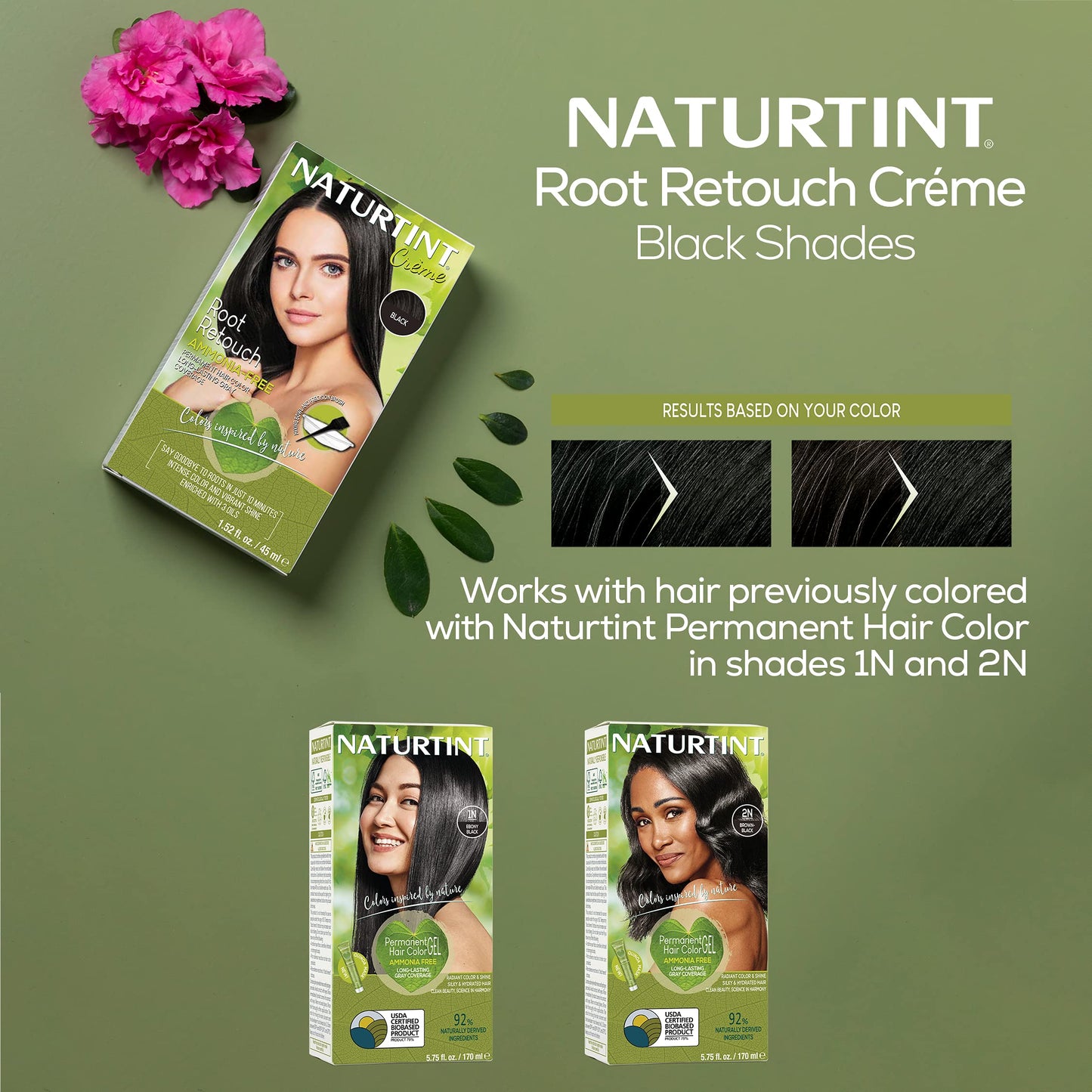 Naturtint Root Retouch Crème Permanent Hair Color Black - Ammonia Free, Conceal Grays, No Artificial Scent