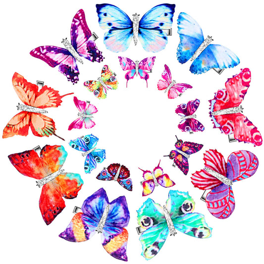 Boao 18 Pieces Glitter Butterfly Hair Clips for Girls Teens Women Hair Accessories (Cute Style)