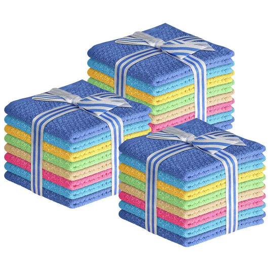 Elaine Karen Multicolored Washcloths Set Multipurpose Cotton Washcloths, Bathroom Wash Cloths for Face and Body, Utility Rags - Soft and Absorbent, Washable - 12 x 12 Inches (24 Pack)