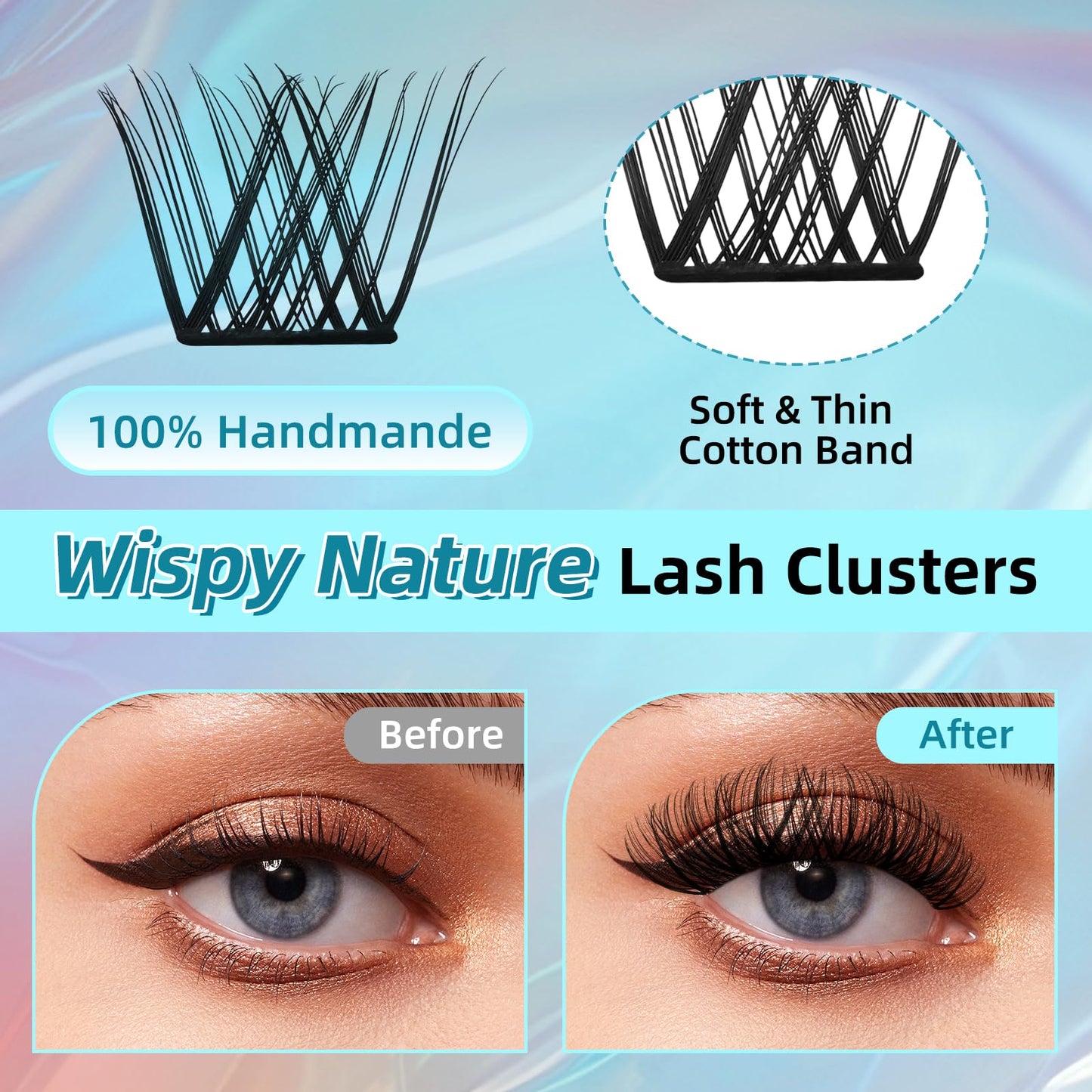 MH Cluster Eyelash Extensions Kit Lash Clusters Kit Lash Clusters with 12ML Bond and Seal Waterproof, 12ML Lash Remover, Lash Tweezers for DIY Lash Extension Kit (144PCS, 8-18mm)