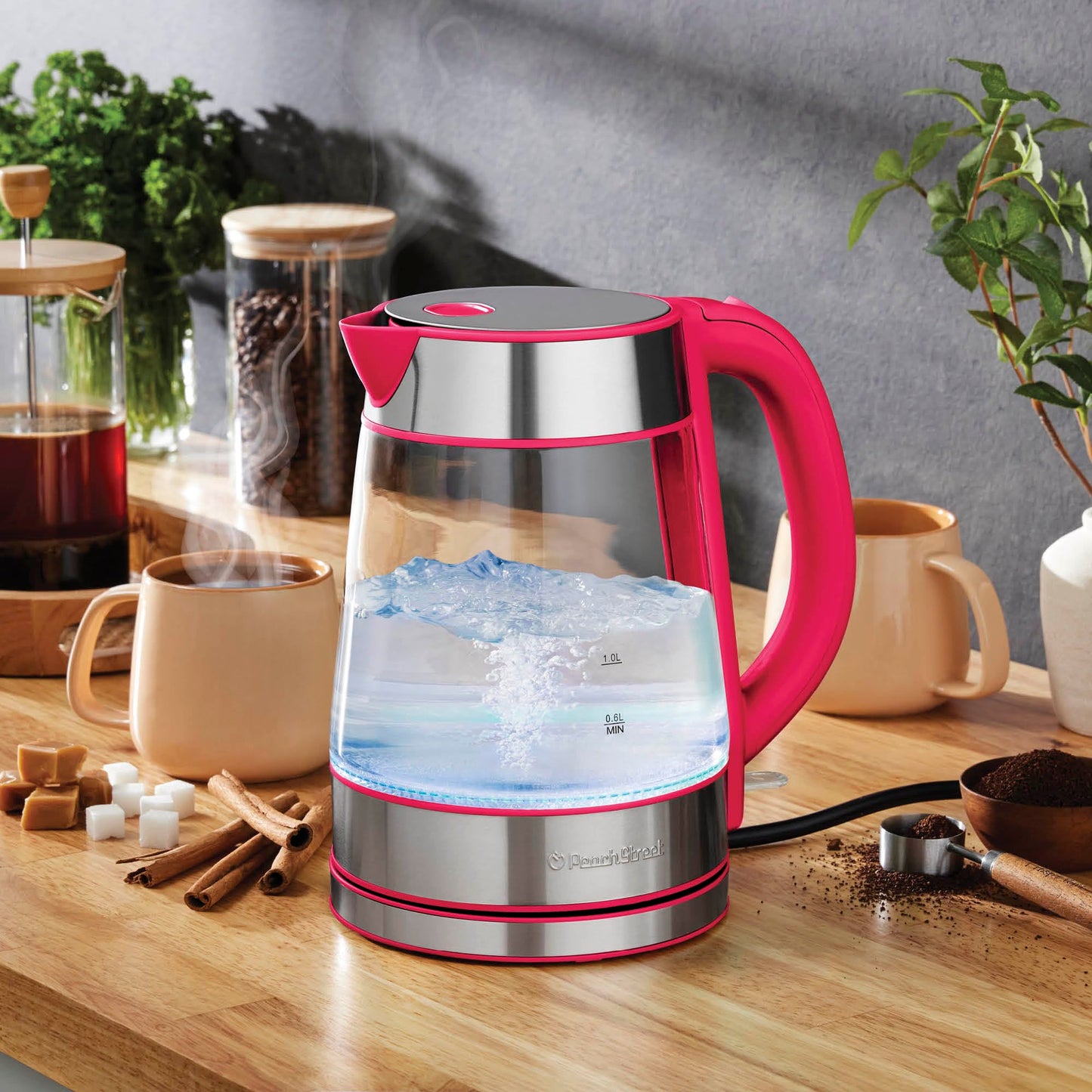 Speed-Boil Water Electric Kettle, 1.7L 1500W, Coffee & Tea Kettle Borosilicate Glass, Water Boiler, Auto Shut-Off, Cool Touch Handle, Base Detachable, LED. 360° Rotation, Boil Dry Protection