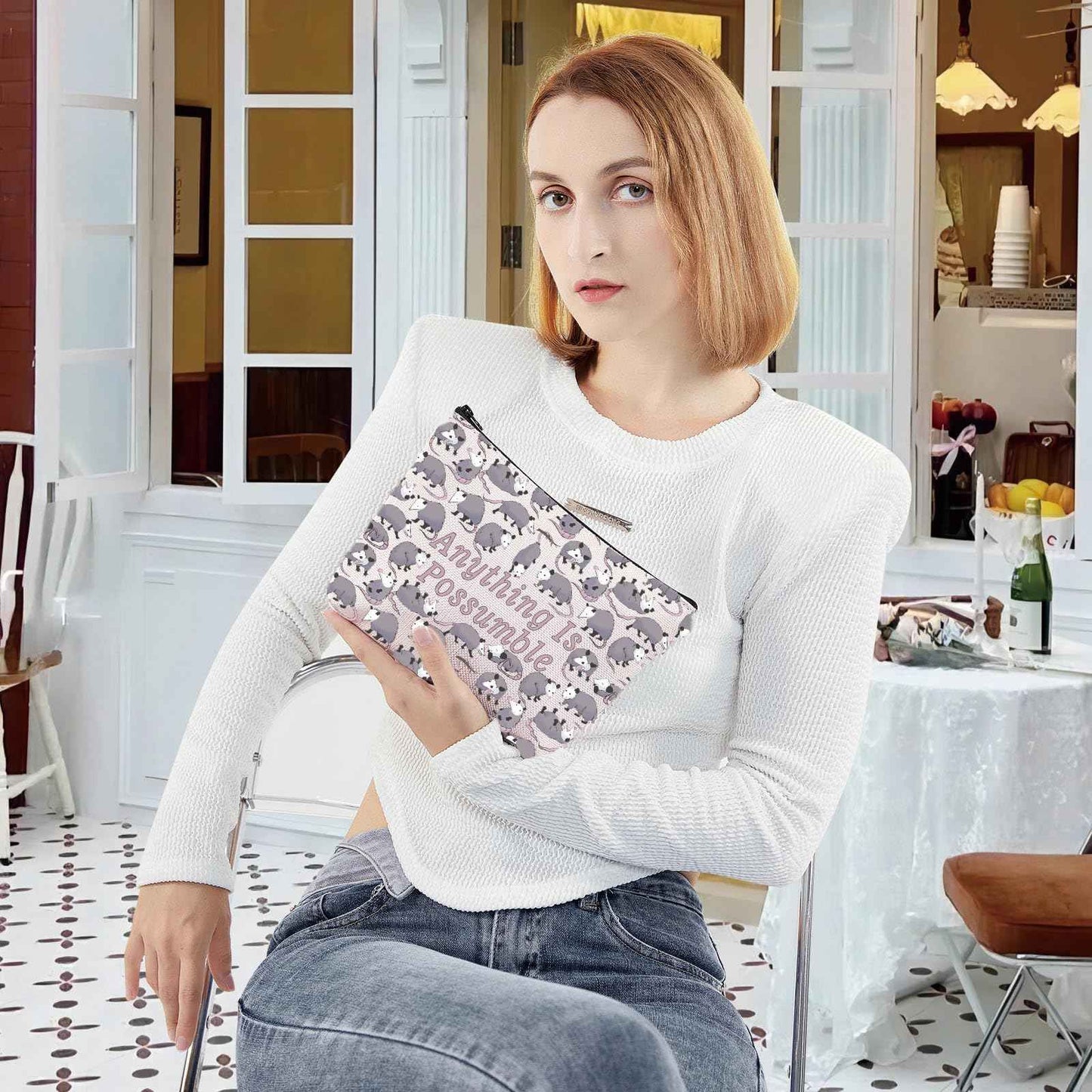 G2TUP Opossum Lover Cosmetic Bag Possum Makeup Bag Anything Is Possumble Funny Possum Zipper Bag Gift (Possumble New)