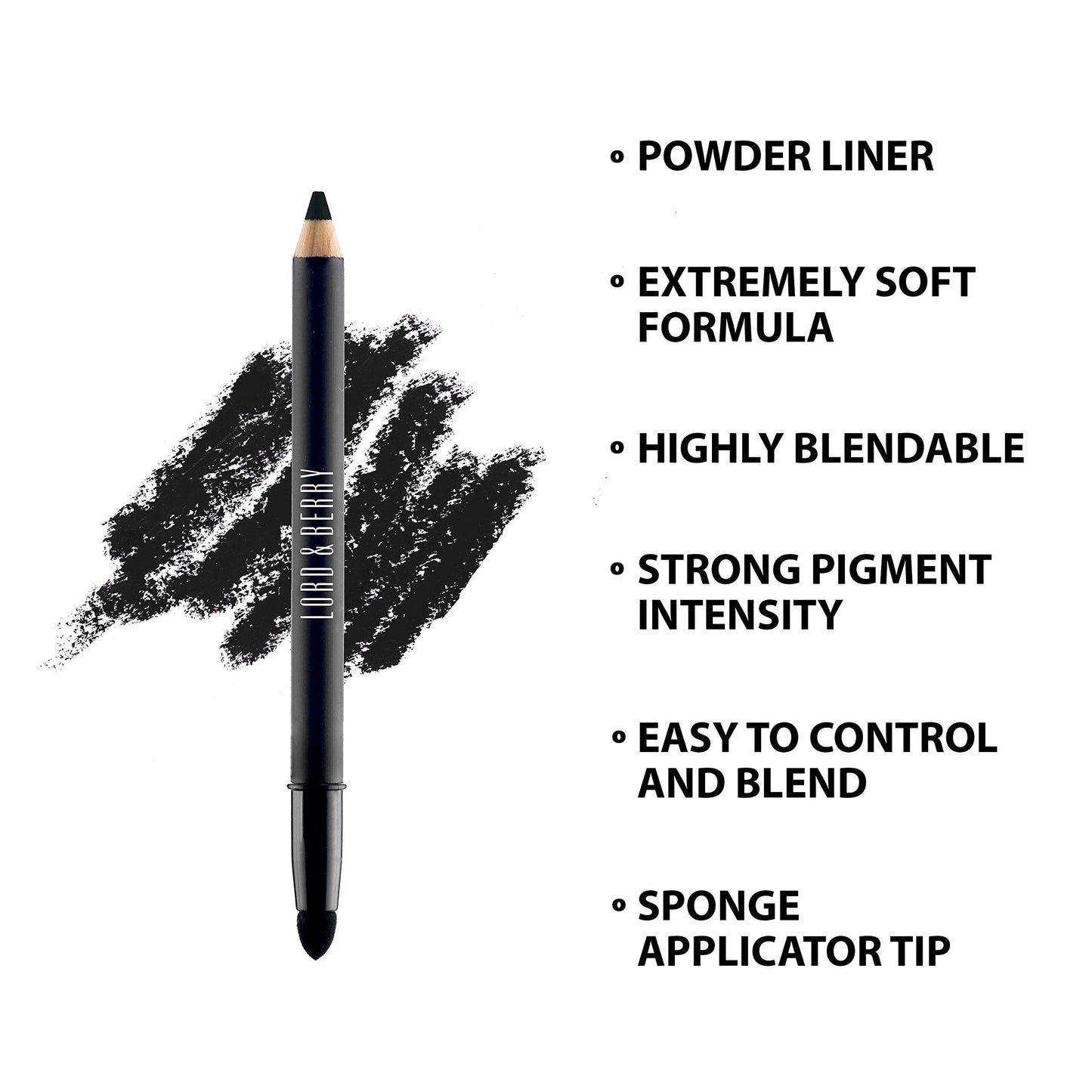 Lord & Berry VELLUTO - Powdery Smooth Shadow Eyeliner Pencil, Soft Smooth & Long Lasting Weightless Formula with Blending Tip Eye Liner - Easy to Use Eye Makeup, Vero Black