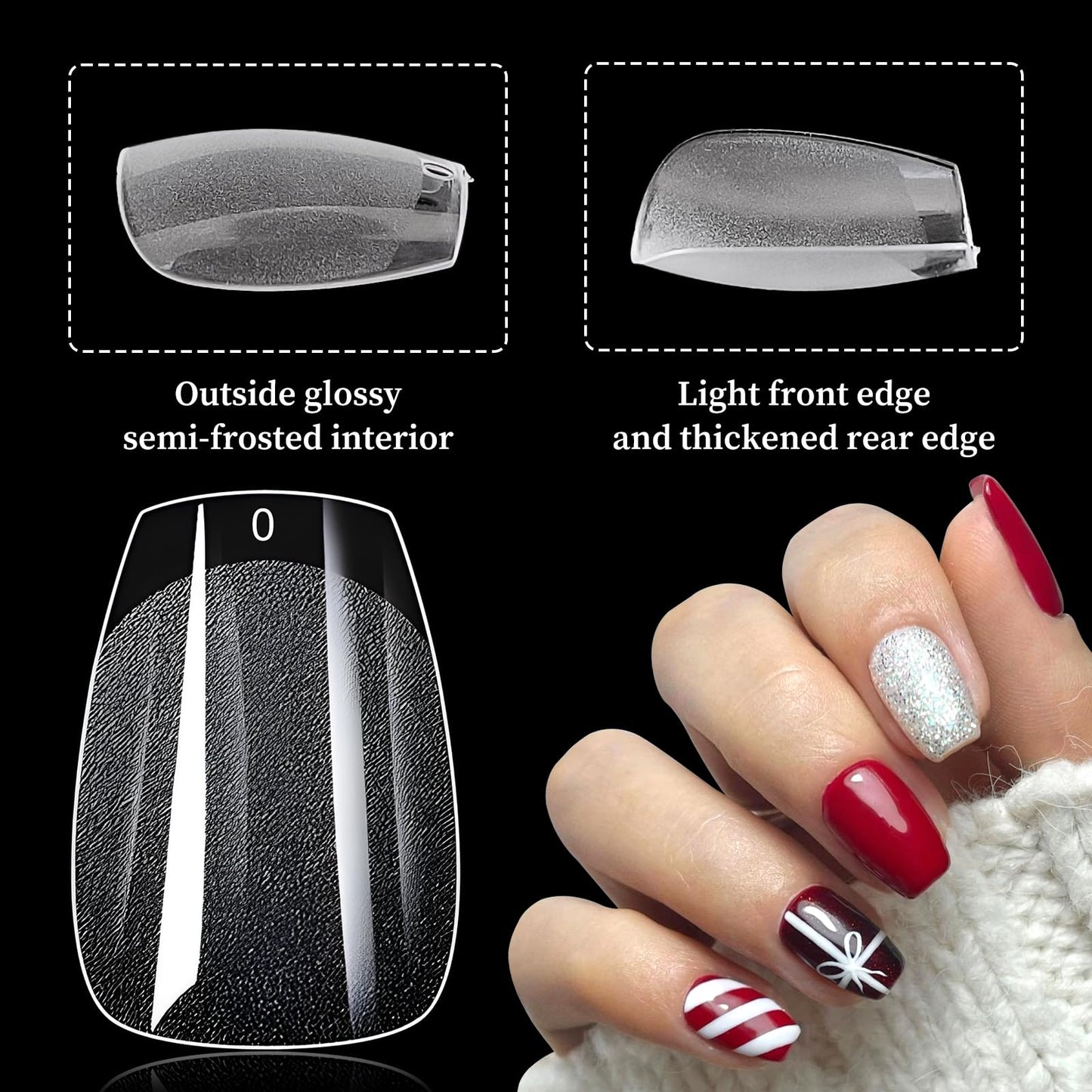 LoveOurHome 600pc Coffin Fake Nail Short Gel X Nail Tips Full Cover Clear Gel X False Nails XS Soft Gel Artificial Fingernails for Women Girls Kids Gel Acrylic Nail Extension Press on Nails Making