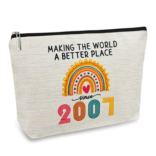 Ancpeany 18th Birthday Gifts for Girls: Makeup Bag, 2007 Happy 18th Birthday Decorations, Cosmetic Travel Pouch