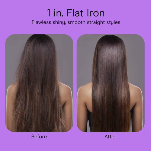 Infiniti PRO CONAIR Tourmaline Ceramic 1 Inch Flat Iron Hair Straightener, 1-Inch Flat Iron to Straighten or Curl, 5 Heat Settings, for All Hair Types and Textures, Dark Grey