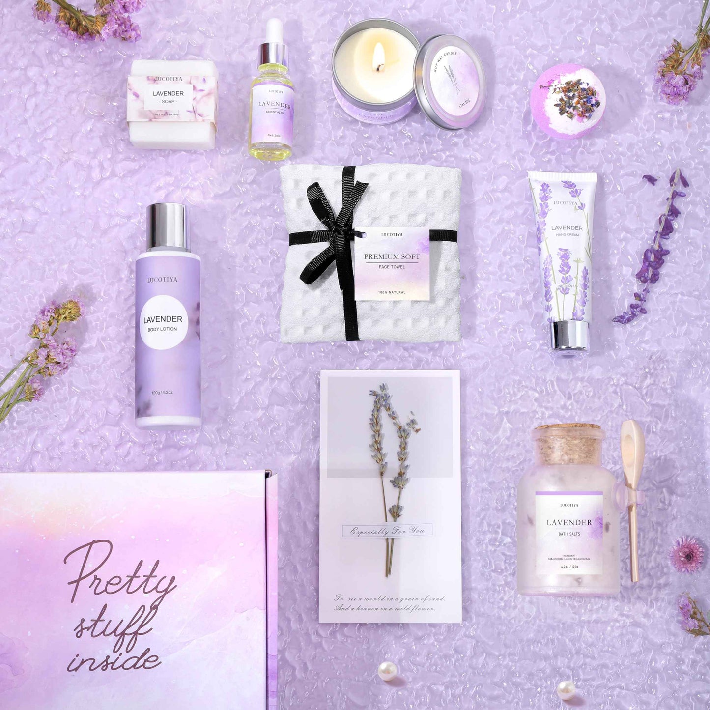 Gifts for Women, Birthday Gifts for Women, 9pc Lavender Bath and Body Gifts Set, Self Care Gifts Spa Gifts Basket, Relaxing Bath Sets for Mom, Girlfriend, Sister, Female Friends, Coworker