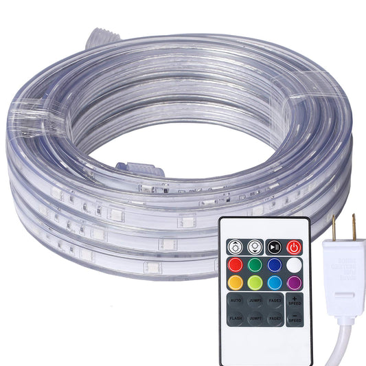 16.4 Feet Flat Flexible LED Rope Lights, Color Changing RGB Strip Light with Remote Control, 8 Colors Multiple Modes, Plug in Novelty Lighting, Connectable and Waterproof for Home Kitchen Outdoor Use…