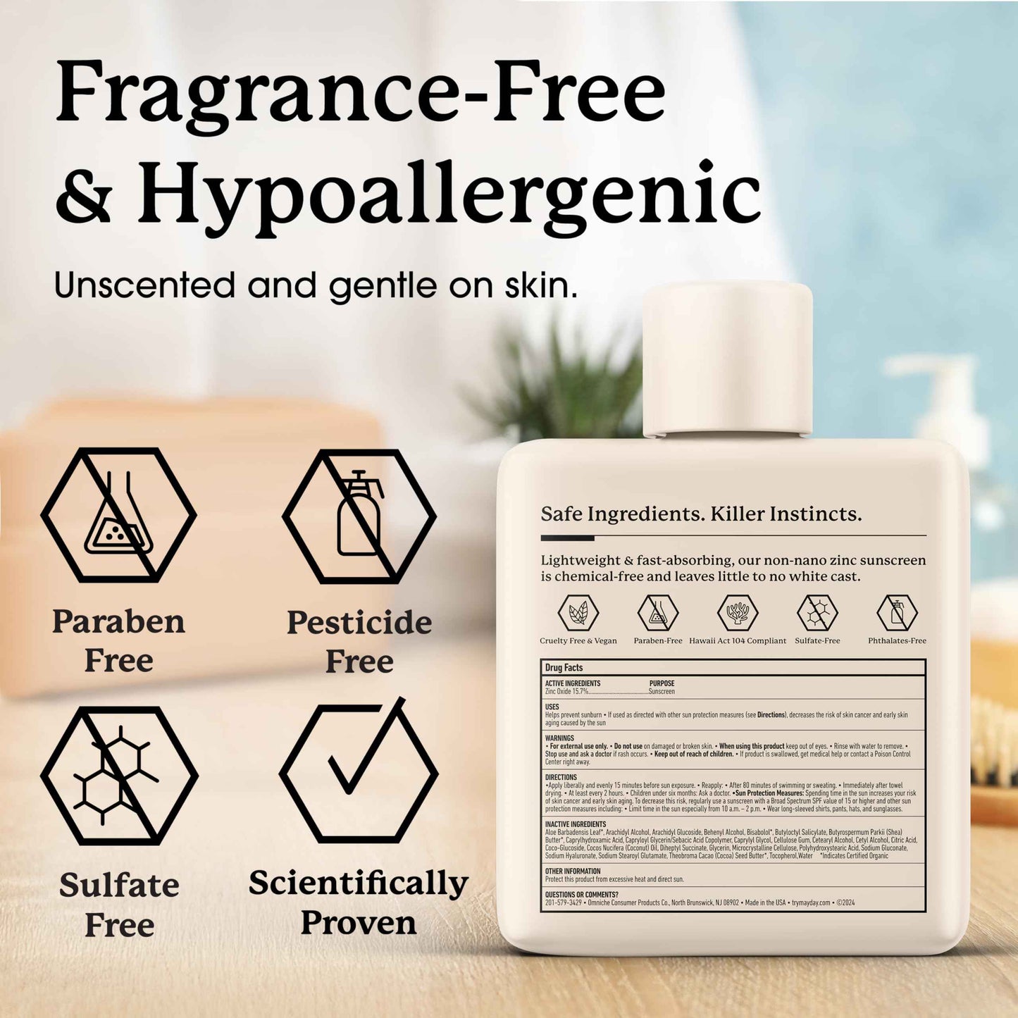 MAYDAY SPF 30 Everyday Sunscreen – Chemical-Free, Fragrance-Free, Water-Resistant Broad Spectrum Protection for Face & Body – Suitable for All Skin Types – 6 oz (178ml)