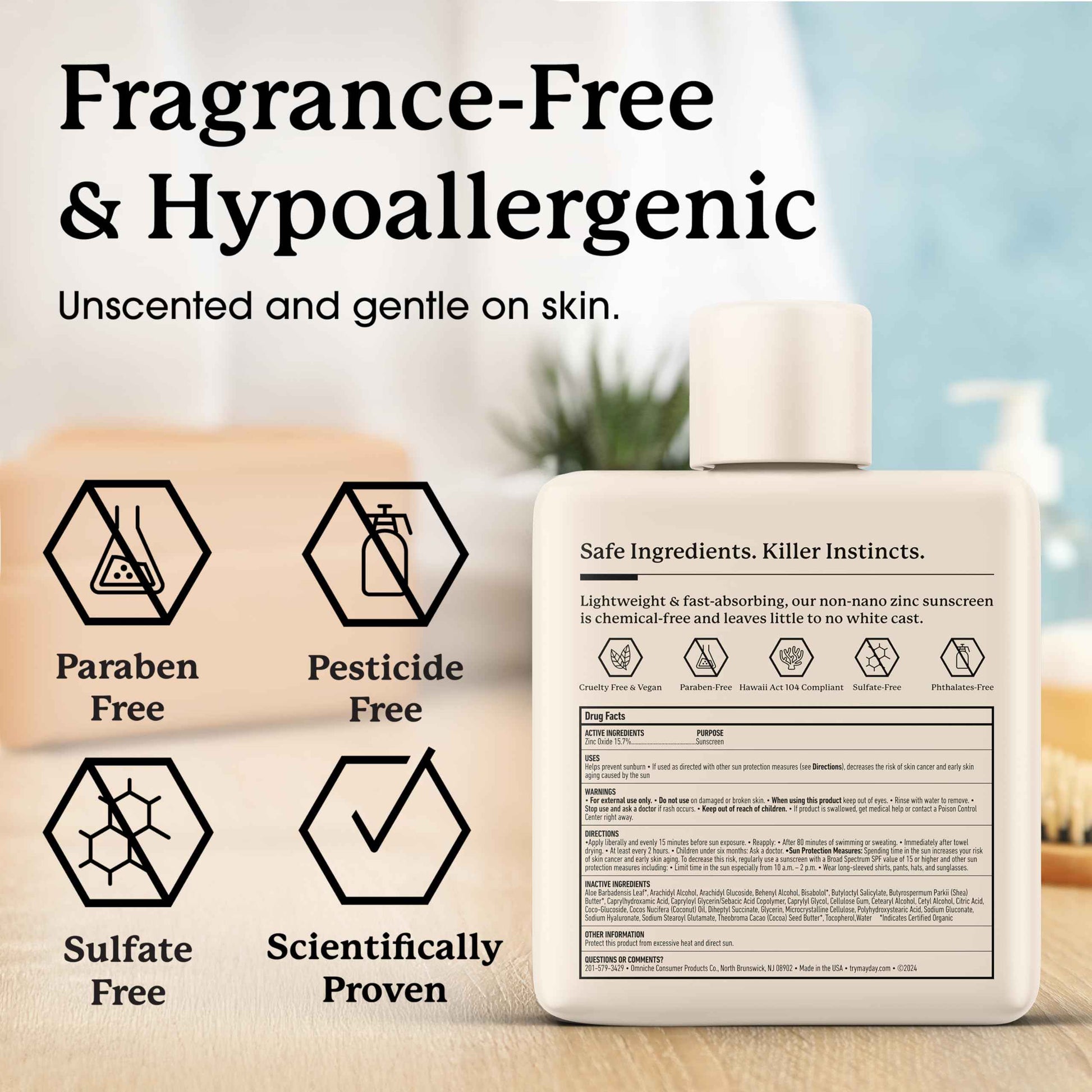 MAYDAY SPF 30 Everyday Sunscreen – Chemical-Free, Fragrance-Free, Water-Resistant Broad Spectrum Protection for Face & Body – Suitable for All Skin Types – 6 oz (178ml)