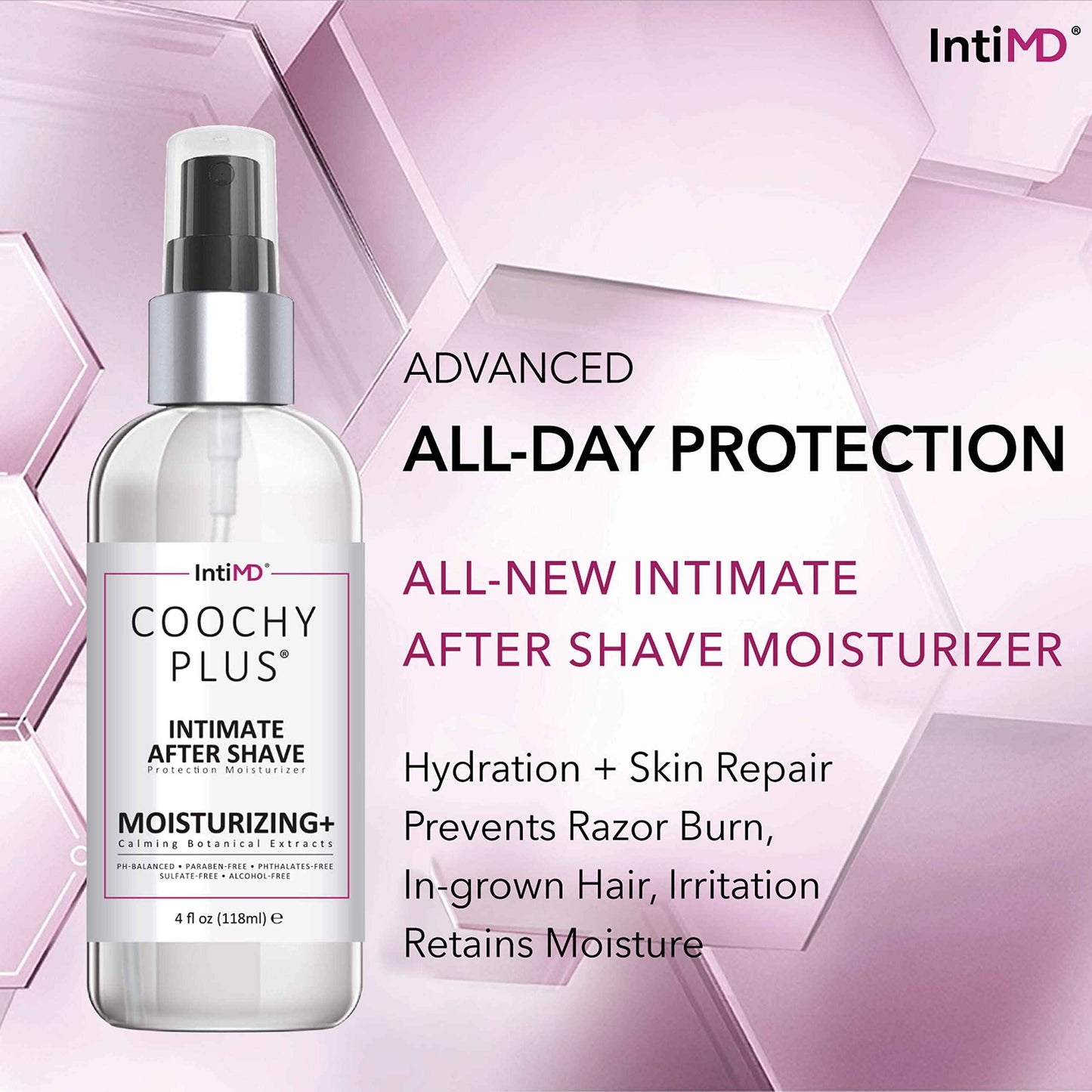 IntiMD Coochy Plus Intimate After Shave Protection Mist + Pre-Shave Elixir Moisturizer Oil Kit - HydroLock & Moisturizing Plus Continuous Hydration Reliefs Razor Burn Bump Ingrown Hair
