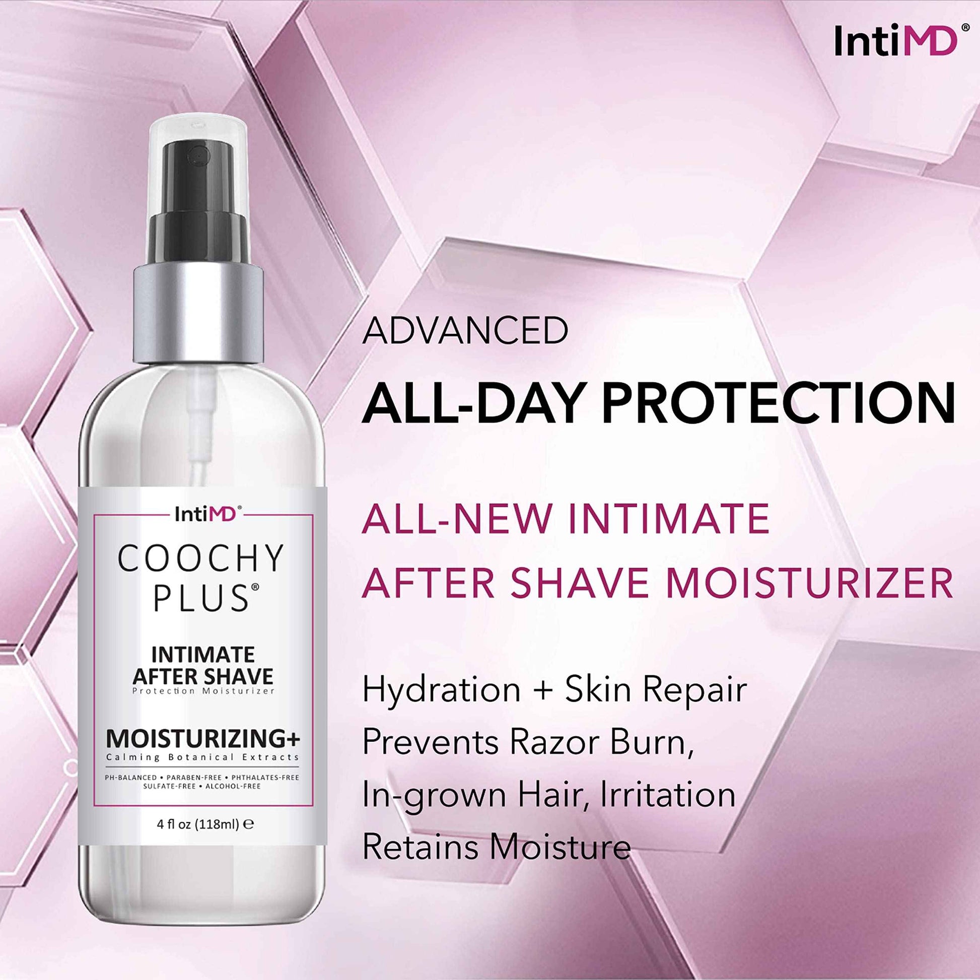 IntiMD Coochy Plus Intimate After Shave Protection Mist + Pre-Shave Elixir Moisturizer Oil Kit - HydroLock & Moisturizing Plus Continuous Hydration Reliefs Razor Burn Bump Ingrown Hair