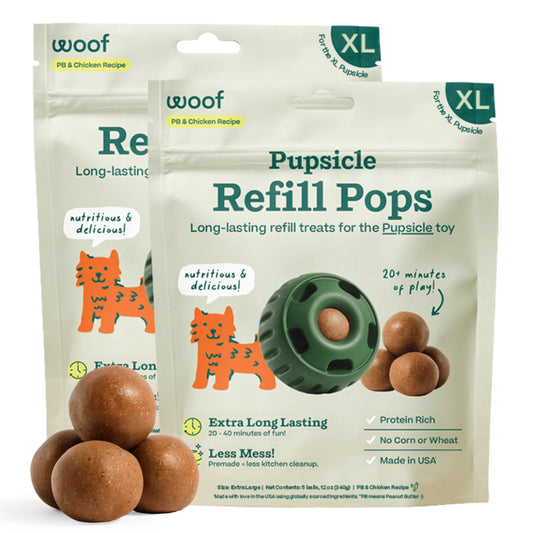 WOOF Pupsicle Refill Pops, Delicious Long Lasting Dog Treats, Refills for The Pupsicle, Pre-Made Dog Treats for Dogs, Natural Ingredients, Low-Mess Chicken Pet Treats - XL Pops - 5 Count - 2 Pack