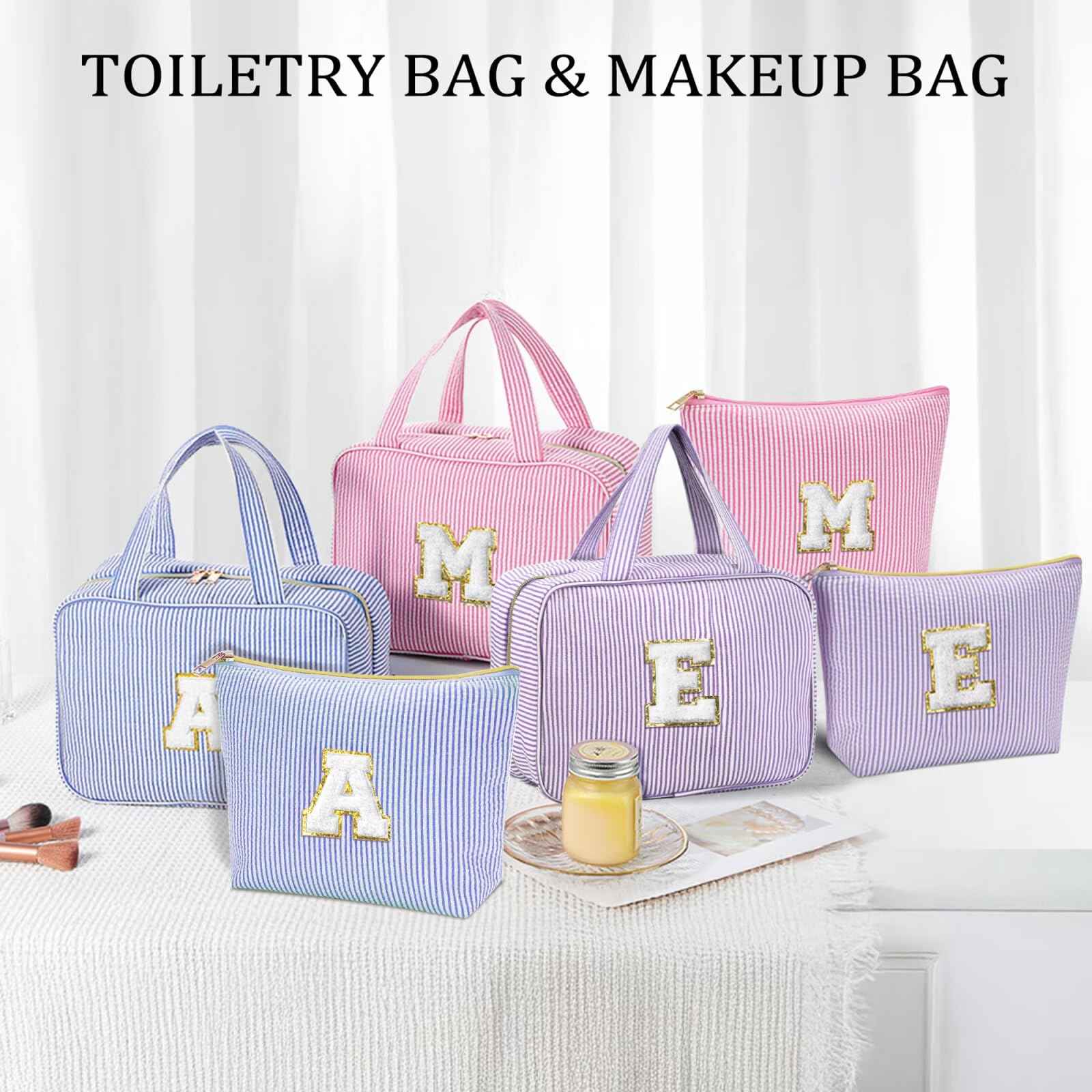 YOOLIFE Christmas Gifts for Women Teenage Girls Stocking Stuffers, Initial Hanging Toiletry Bag for Women Teen Girl, Travel Toiletry Bag Gifts for Mom Daughter Sister Friends, Letter A, Pink