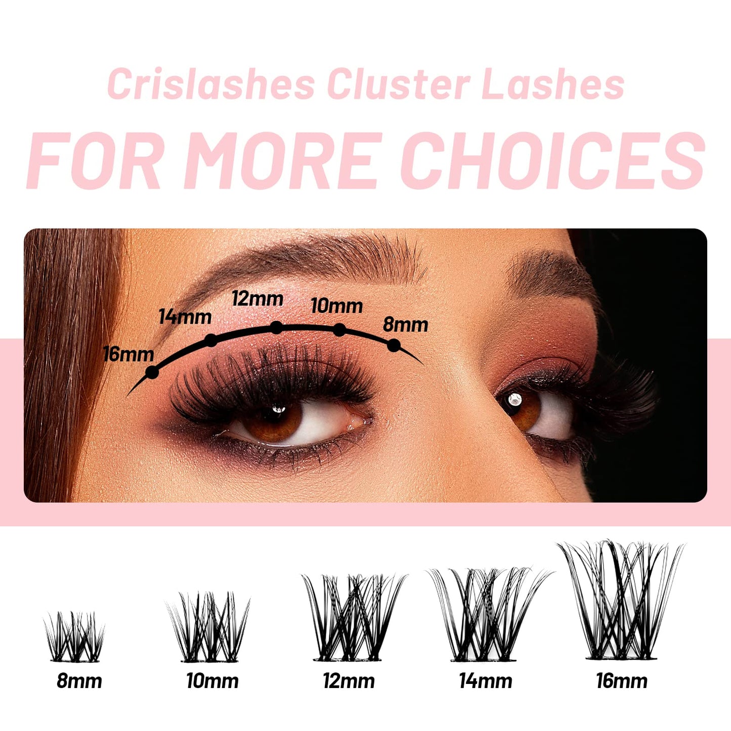 Cluster Eyelashes, Crislashes Eyelash Clusters 78 PCS, Resuable Cluster Lashes, Comfortable Individual Cluster Lashes, 13 Rows DIY Eyelash Extensions at Home (F12 14mm)