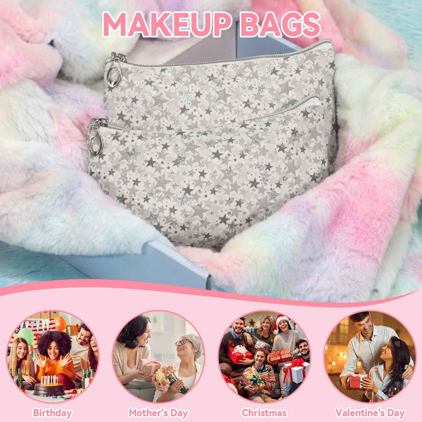 YedsIntu 12 Pieces Cosmetic Bag for Women, Makeup Bags with Zipper Waterproof Travel Toiletry Pouch, Cosmetic Packing Accessory Organizer (Grey)