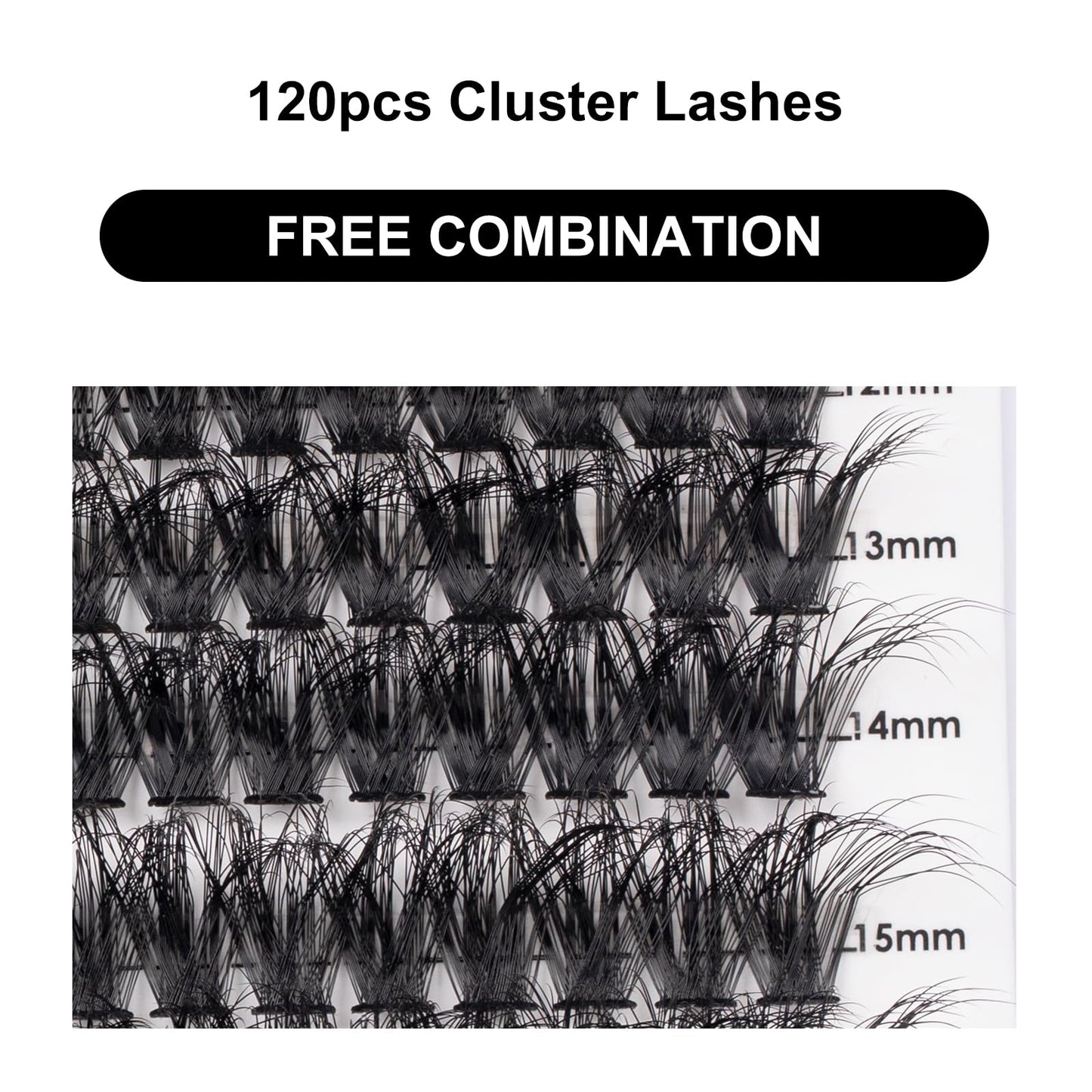 Lashes Cluster 120pcs Individual Lashes Clusters Eyelash Extensions 60D False Eyelashes DIY Wispy Fluffy Lash Extensions Reusable False Eyelashes Natural Look Mix 10-16mm C D Curl-(60D-0.07D)