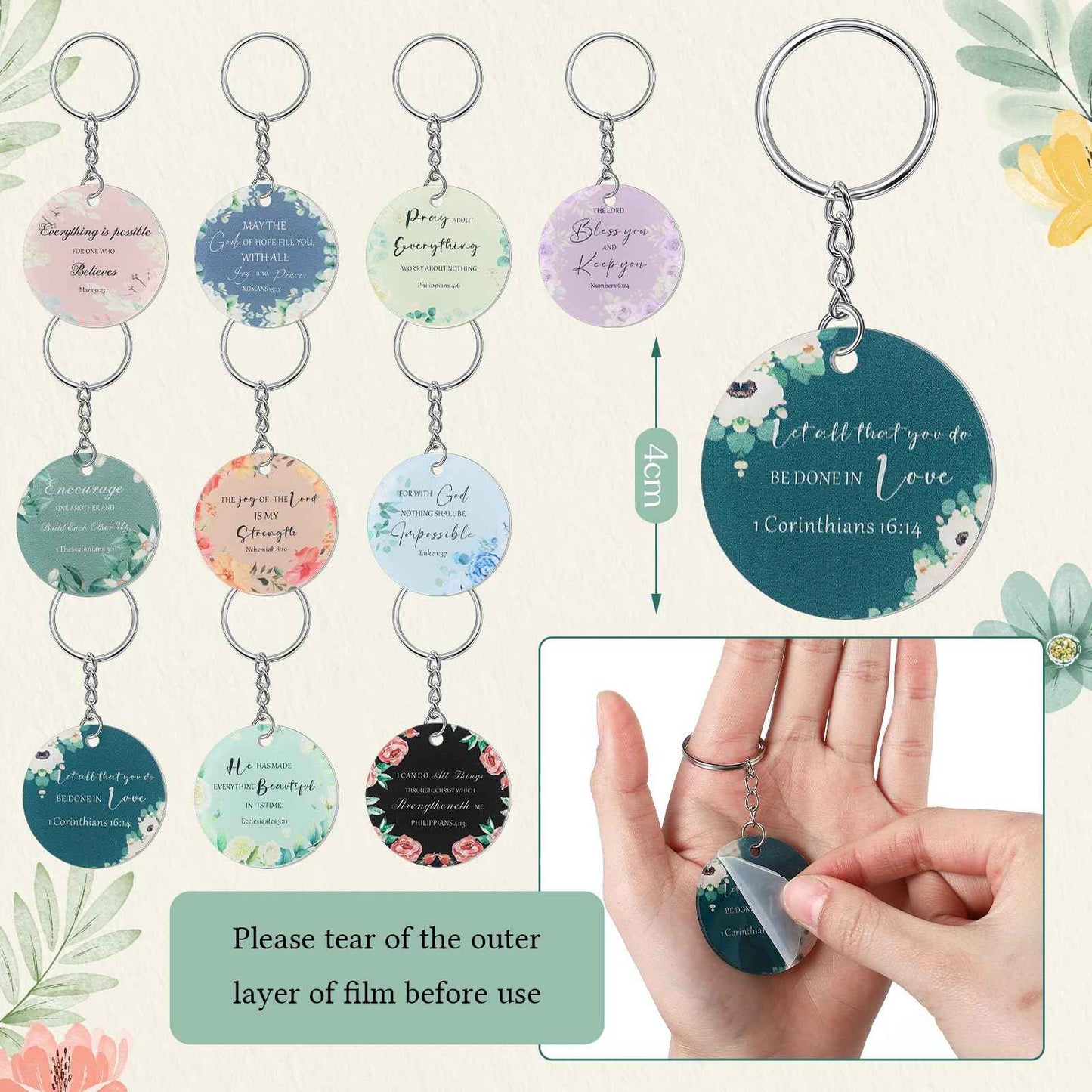 Dansydaisy 60 Pcs Christian Gifts for Women Religious Gifts Include 20 Canvas Makeup Bags 20 Bible Verse Mini Mirror 20 Inspirational Bible Keychains Church Favors for Women Mother Sister(Classic)