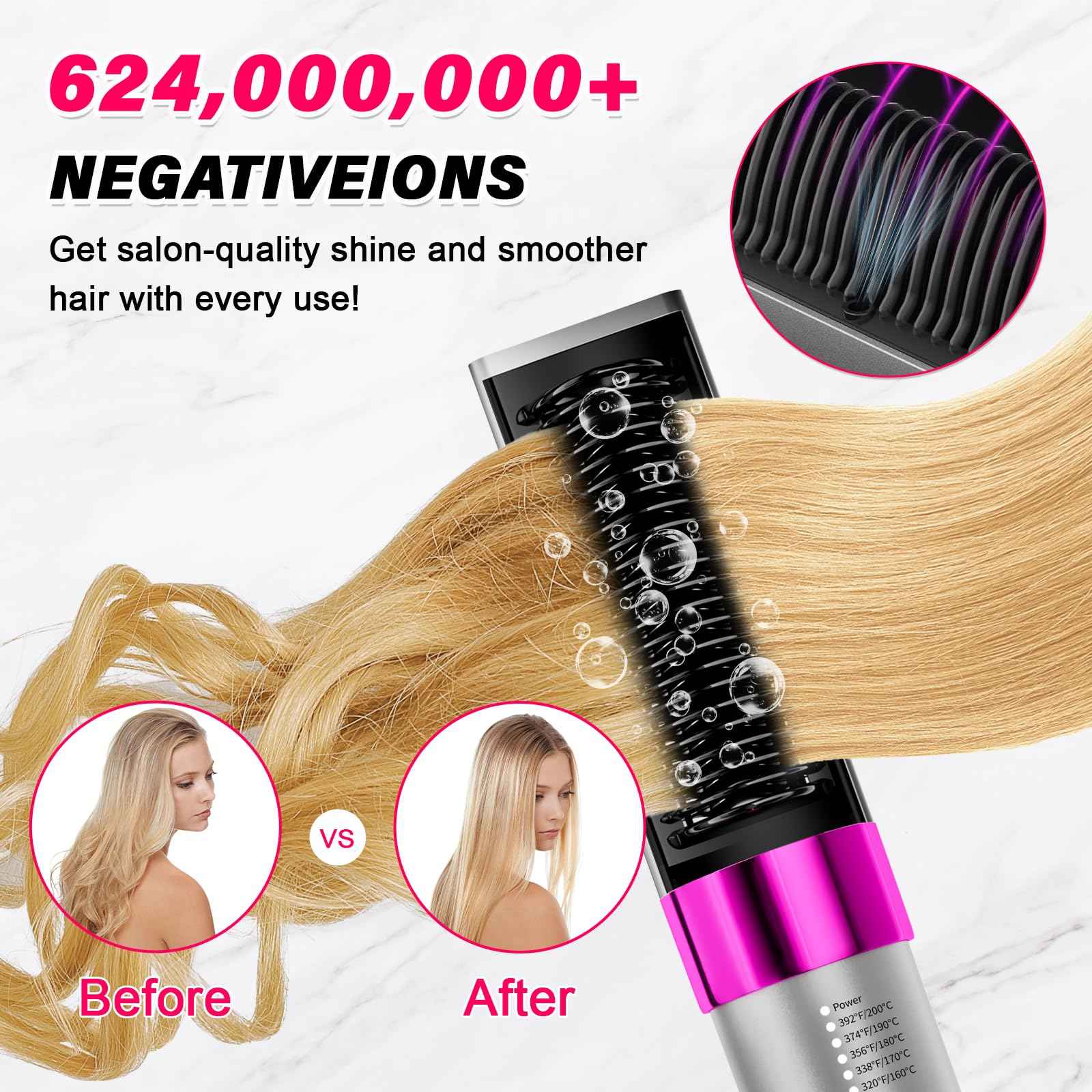 Pourcare 2-in-1 Straightening Heated Comb Three Adjustable Temperature Settings Includes Gloves and Hair Clips Create Silky Smooth Hair just for You