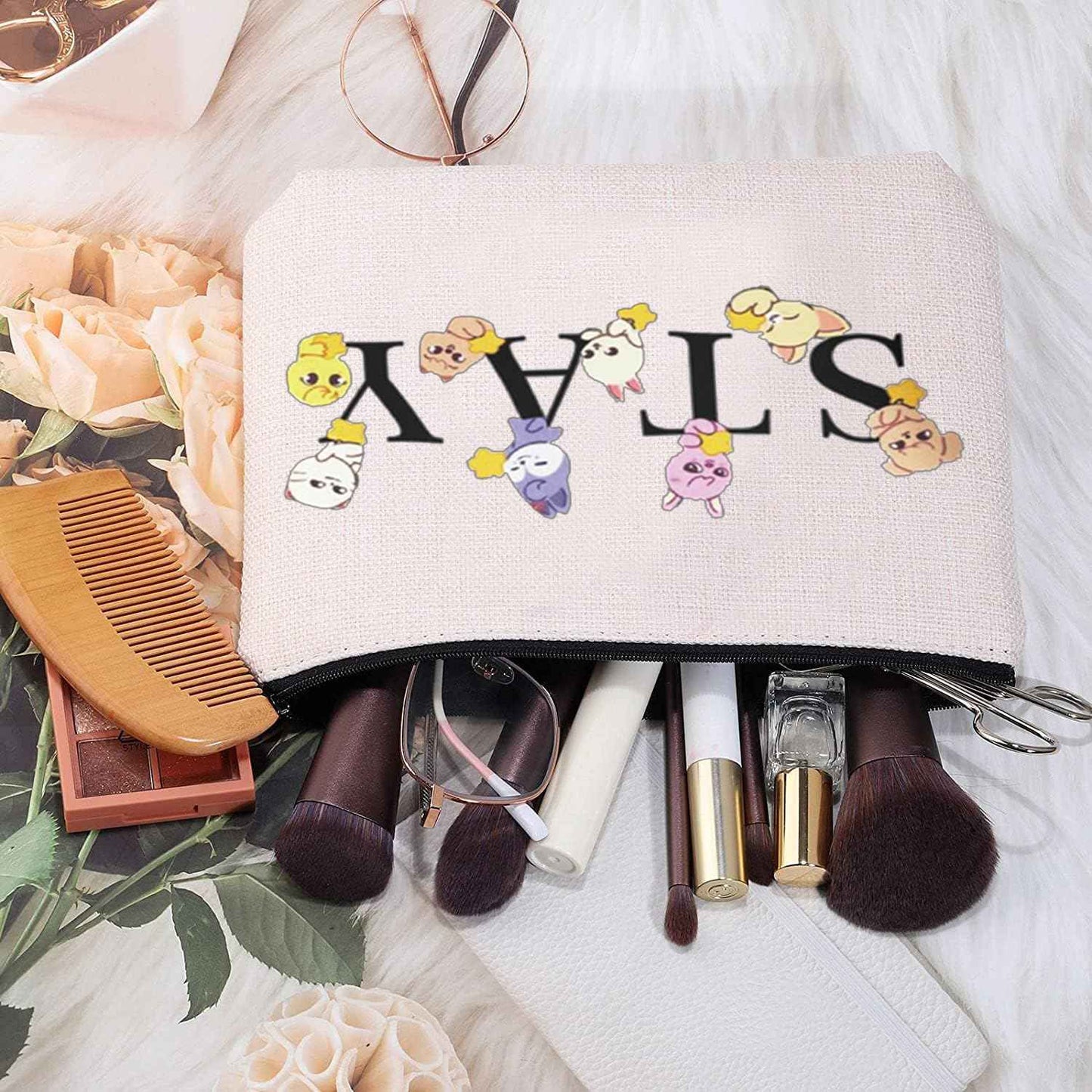MEIKIUP Stay Fandom Makeup Bag Korean Music Group Gift Korean Music Fans Makeup Bag Gift Character Cosmetic Bag Korean Music Fans Gift (STAY Bag)