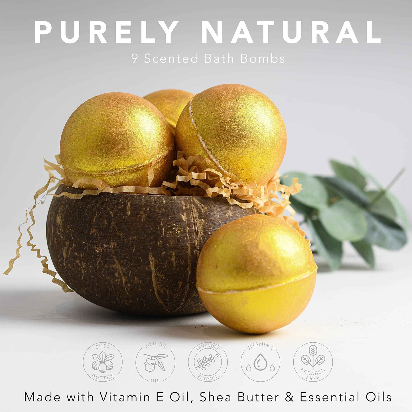 Christmas Gifts, 24K Gold Bath Bombs Set, Deluxe Marble Bath Bomb Gift Set, 9 Bath Bombs for Women & Men, Perfect for Bubble & Spa Bath, Natural Scents, Vanilla Coconut, Lavender, Jasmine & More