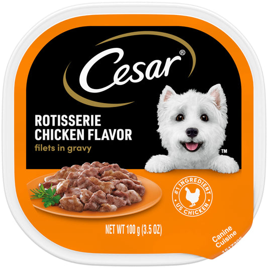 CESAR Filets in Gravy Adult Wet Dog Food, Rotisserie Chicken Flavor, 3.5 oz., Pack of 24