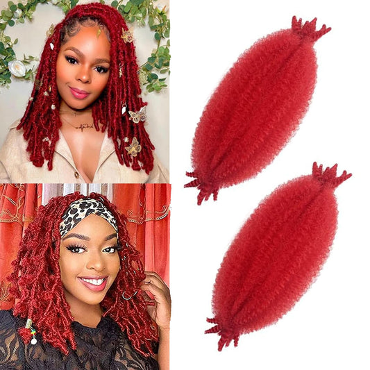 Paraglame Red Marley Hair 16 Inch Springy Afro Twist Hair 2 Packs Marley Twist Braiding Hair for Faux Locs Crochet Hair Red Braiding Hair Extensions for Black Women (16Inch(Pack of 2), Red)