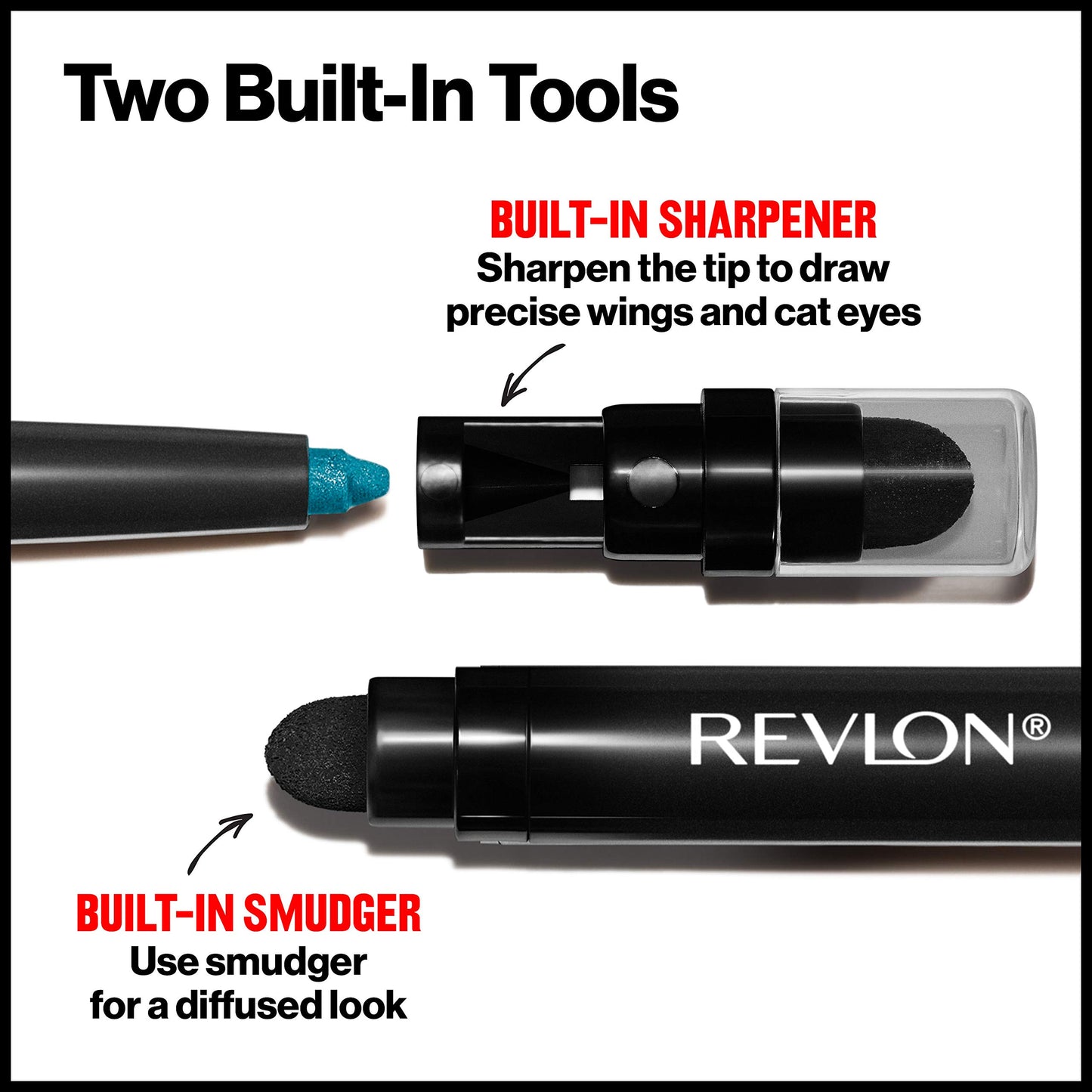 Revlon Pencil Eyeliner, ColorStay Eye Makeup with Built-in Sharpener, Waterproof, Smudge-proof, Longwearing with Ultra-Fine Tip, 201 Black, 2 count (Pack of 1)