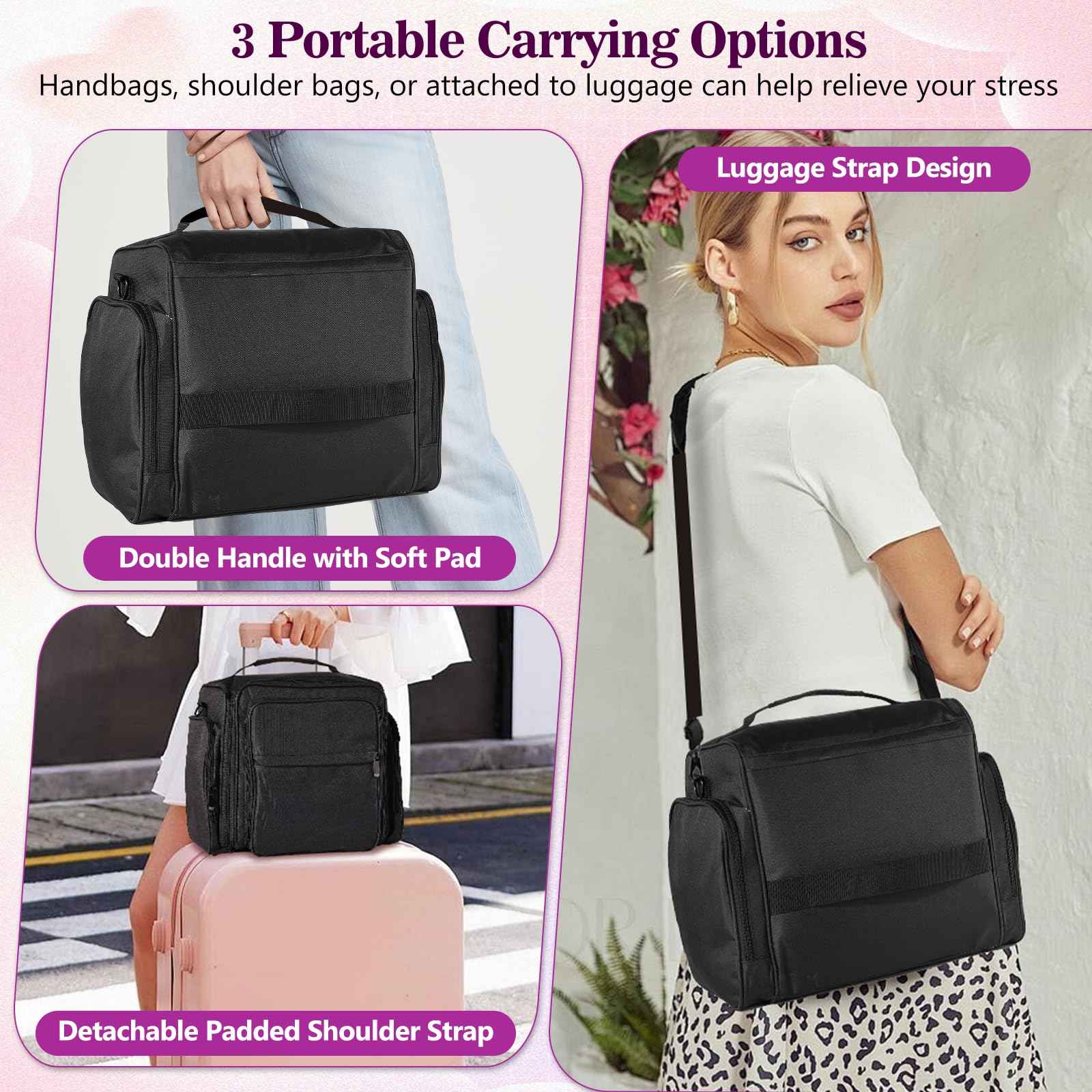 ZWRTU Extra Large Nail Polish Organizer Case Holds 105 Bottles with 3 Removable Pouches for Manicure Tools, Supplies, Nail Lamp, Gift for Girls