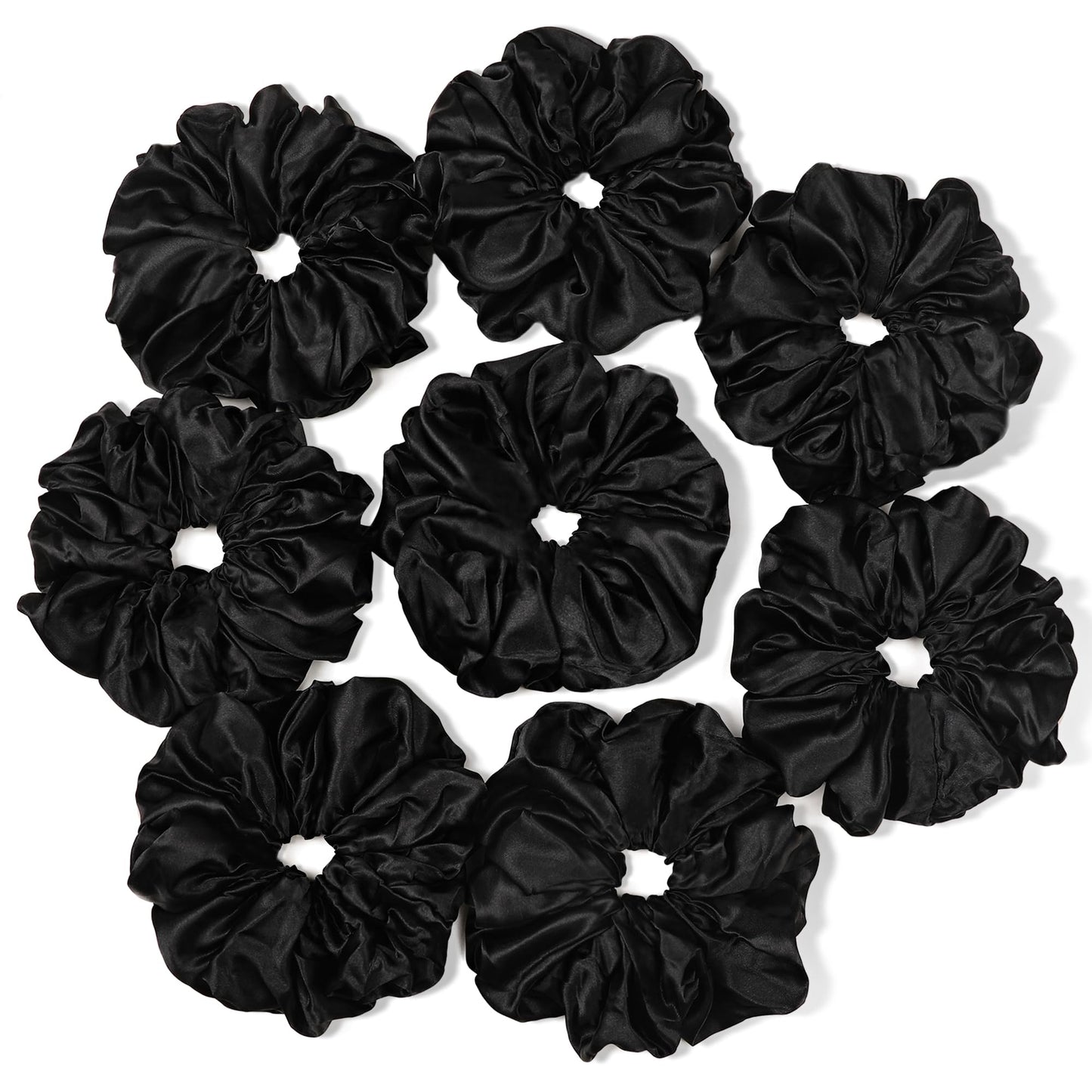 Black Scrunchies Hair Ties for Women - Big Satin Scrunchie Exra Large Jumbo Gaint Oversized Cute Scrunchy for Curl Thick Hair Ligas Para el Cabello De Mujer Decorations Hair Accessories