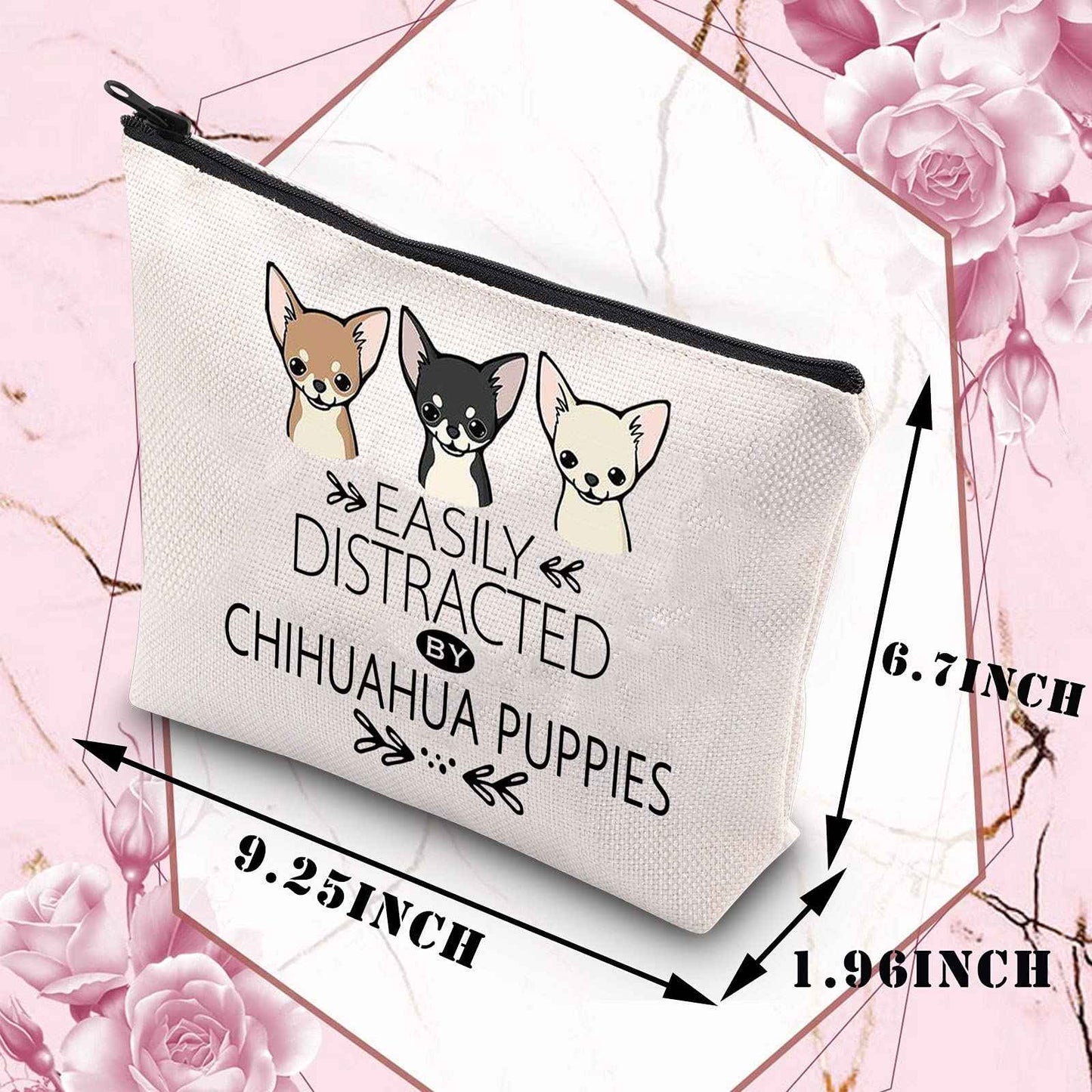 BDPWSS Chihuahua Gift For Chihuahua Lover Cute Chihuahua Makeup Bag Chihuahua Dog Puppy Gift Funny Chihuahua Themed Cosmetic Bag For Chihuahua Mom (Chihuahua Puppies)