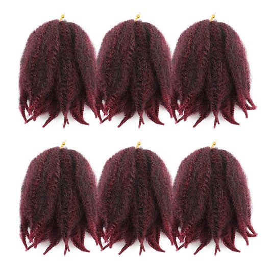 6Packs Marley Braiding Hair for Twists 8Inch Short Afro Kinky Twist Crochet Braids Ombre Synthetic Fiber Hair Extensions for Women(1B-Bug#)