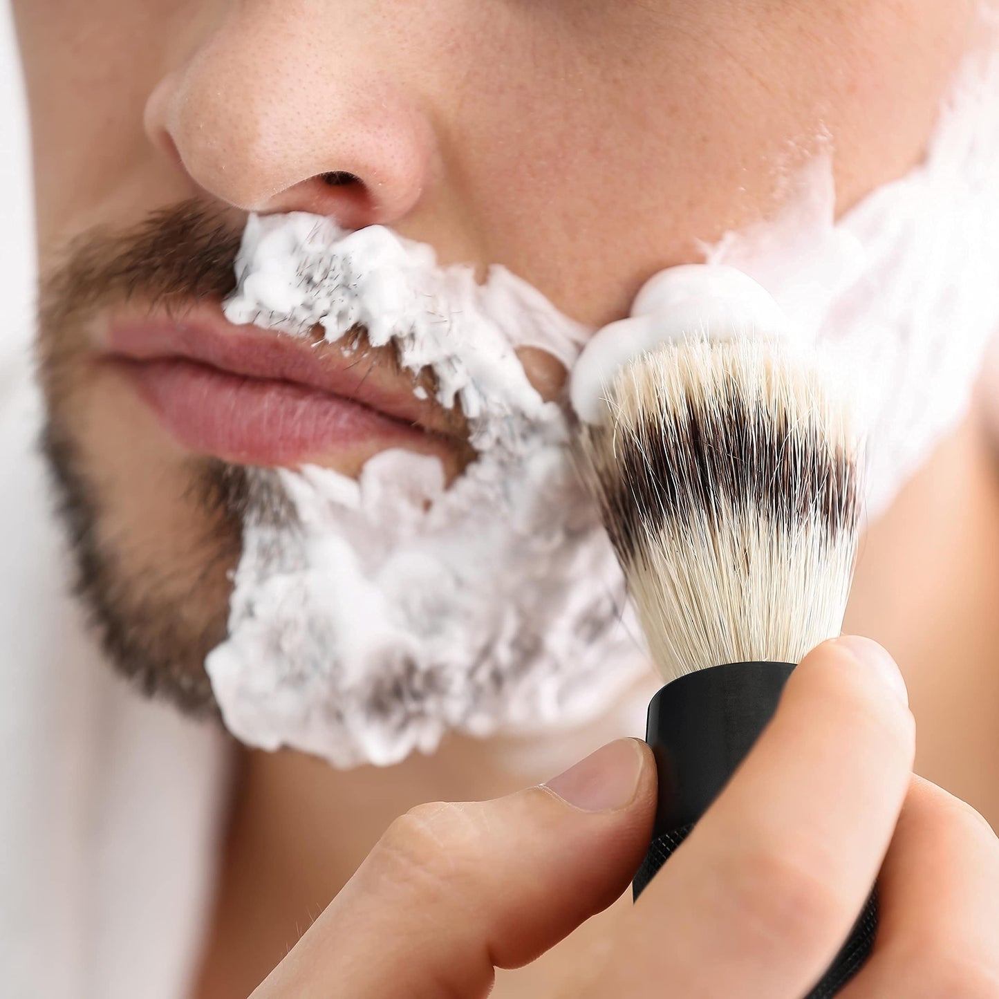 Synthetic Shaving Brush Black | Best Ingrown Hair Treatment | Wet Shaving Brush Shave Brush| Shaving Brush Metal Handle | Your Razor Bump Treatment | Bambaw