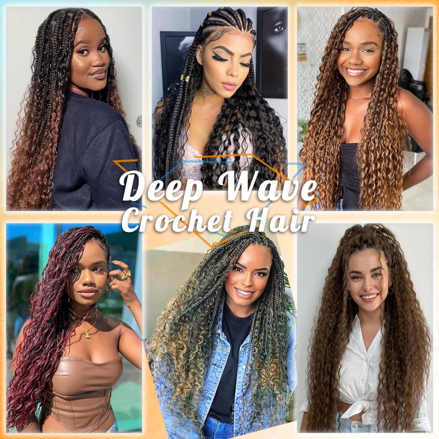 Eerya Long Curly Braiding Hair 18 Inch 2 Packs Ocean Wave Crochet Hair for Black Women Deep Wave Braiding Hair for Boho Braids（18 inch, 1B）