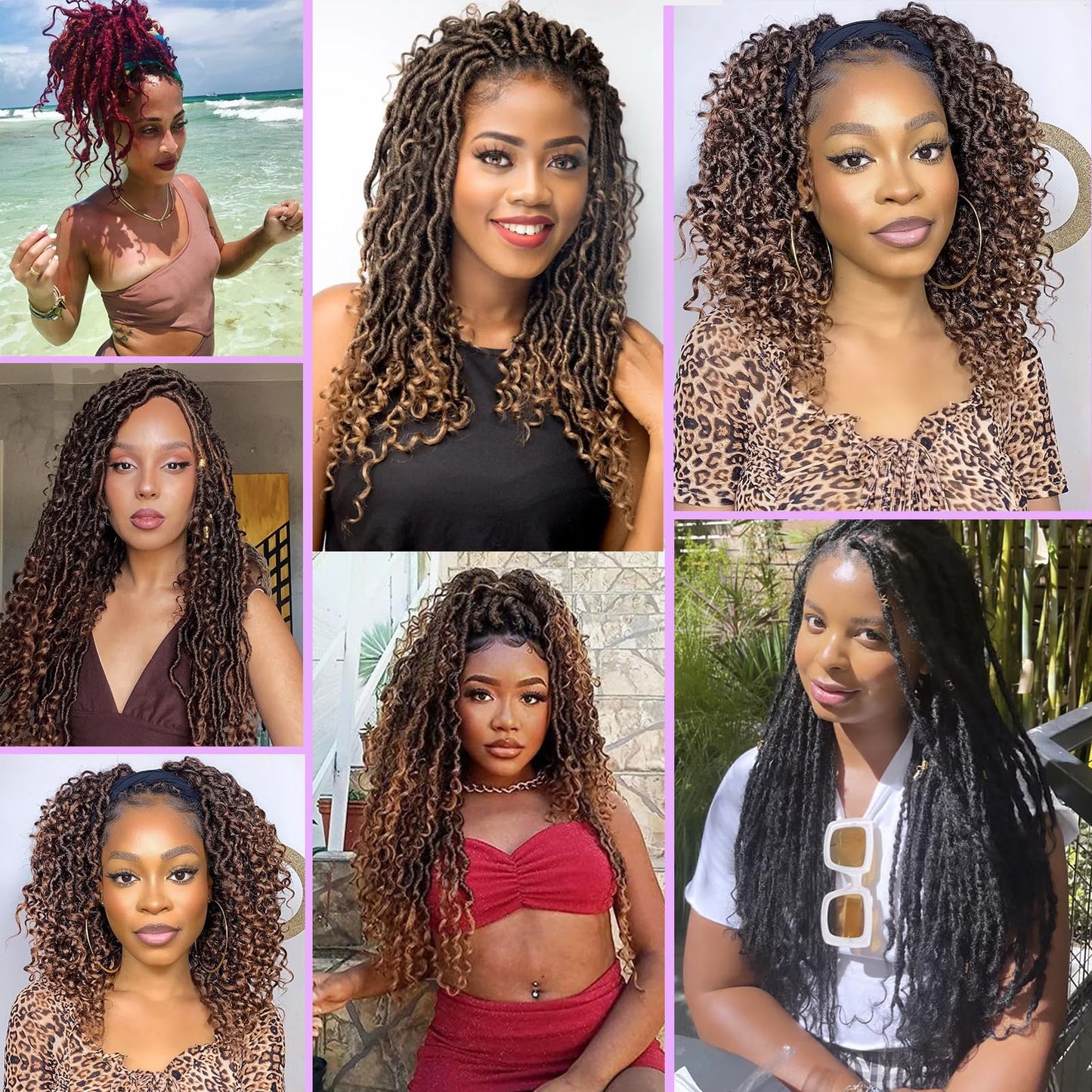 Leeven 30 Inch Long Bohemian Goddess Locs Crochet Hair 7 Packs Natural Black Soft Faux Locs Crochet Hair With Curly Ends 1B# Synthetic Wavy Crochet Locs With Curls for Black Women 84 Strands